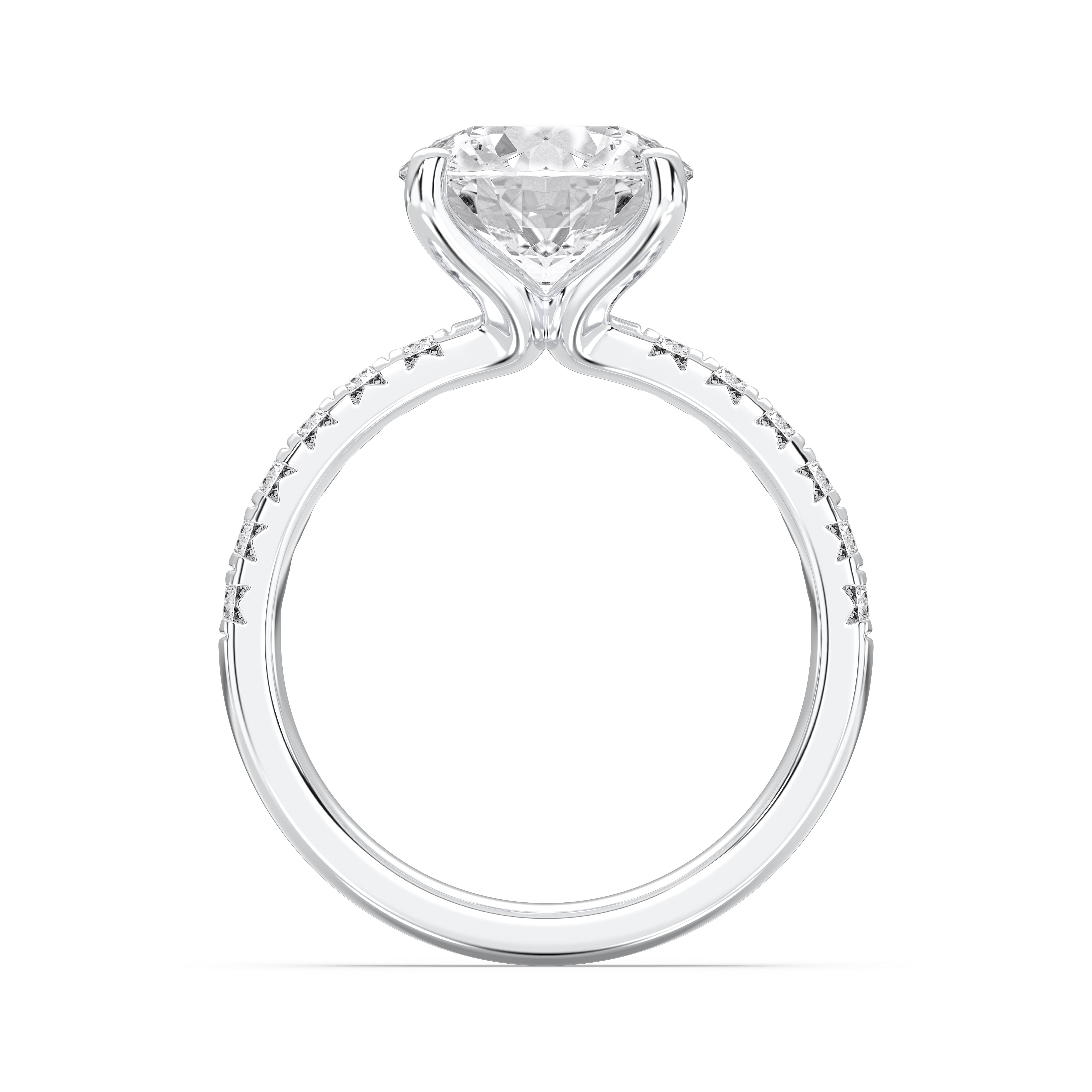 3.25 Carat Round Brilliant Cut Lab Grown Diamond Solitaire With Accent Engagement Ring
