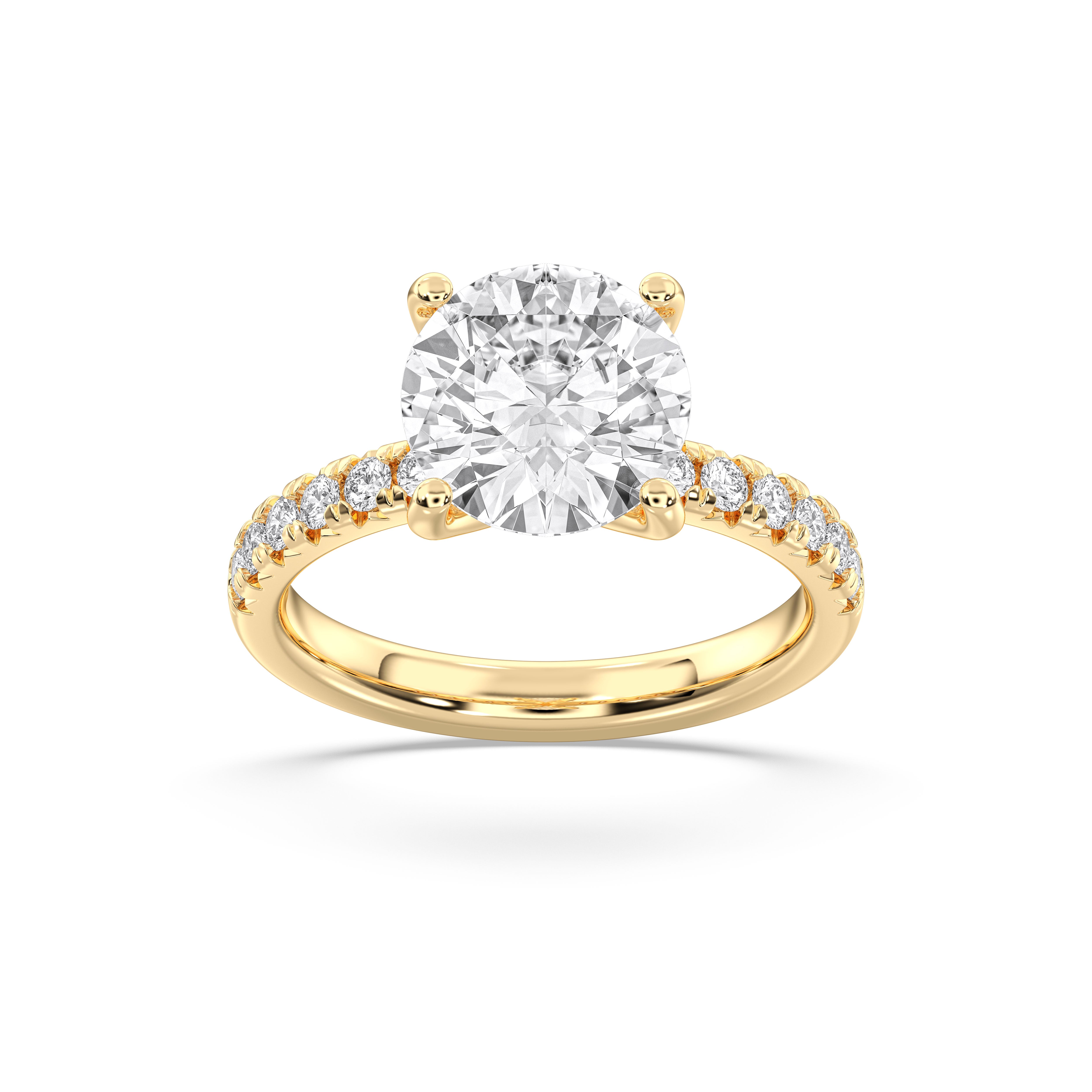 3.25 Carat Round Brilliant Cut Lab Grown Diamond Solitaire With Accent Engagement Ring