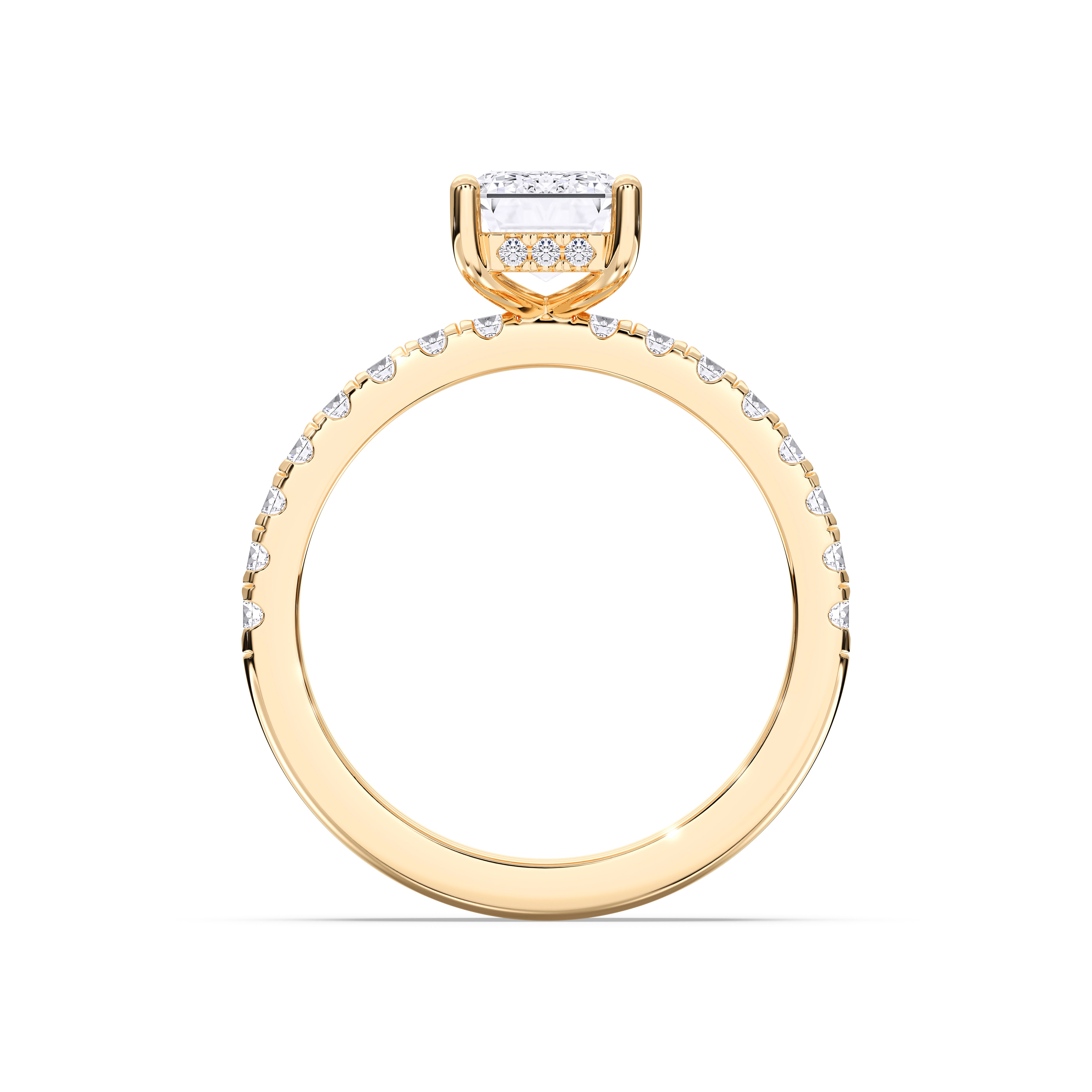 2.77 Carat Emerald & Round Cut Lab Grown Diamond Solitaire Engagement Ring With Matching Wedding Band in Solid Gold