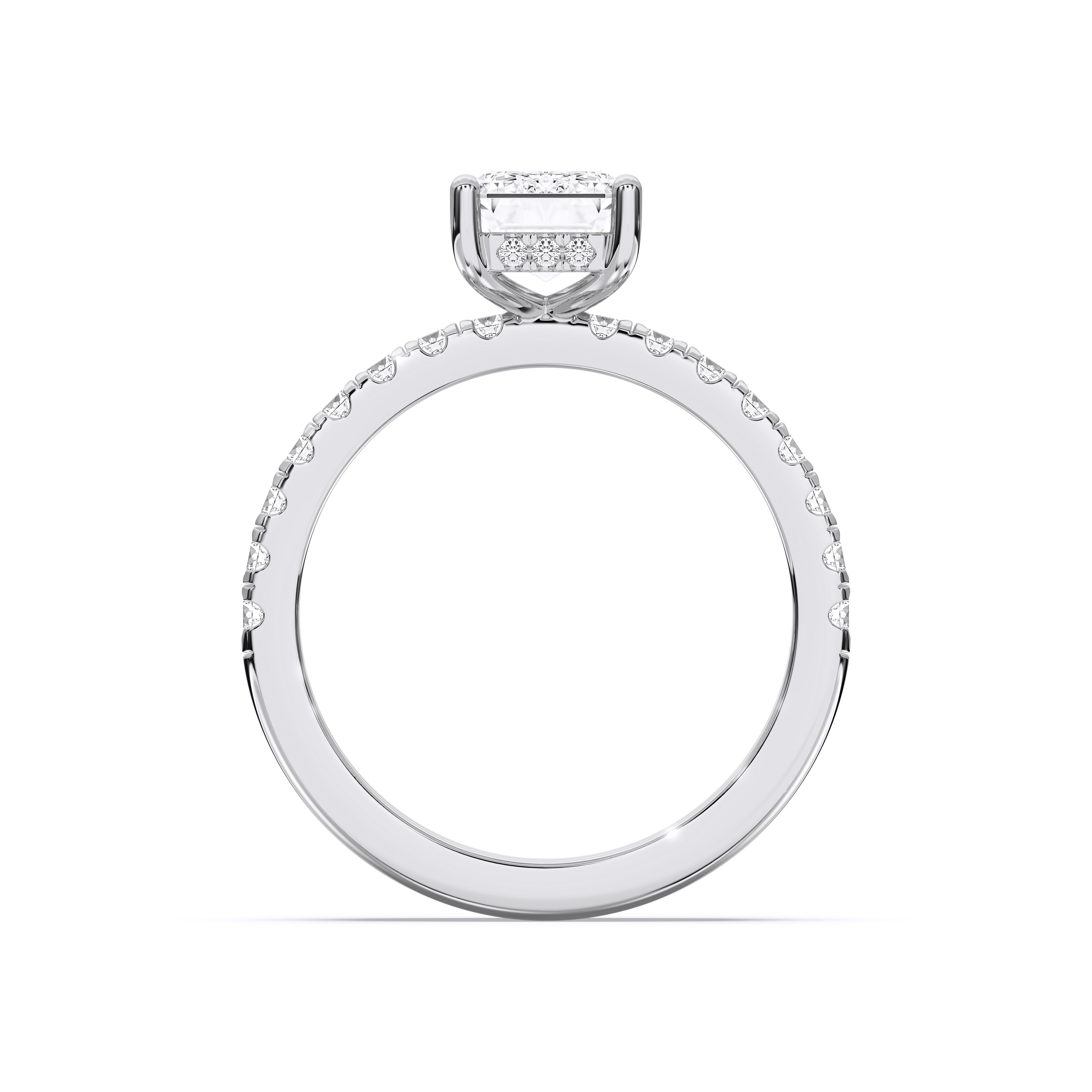 2.77 Carat Emerald & Round Cut Lab Grown Diamond Solitaire Engagement Ring With Matching Wedding Band in Solid Gold