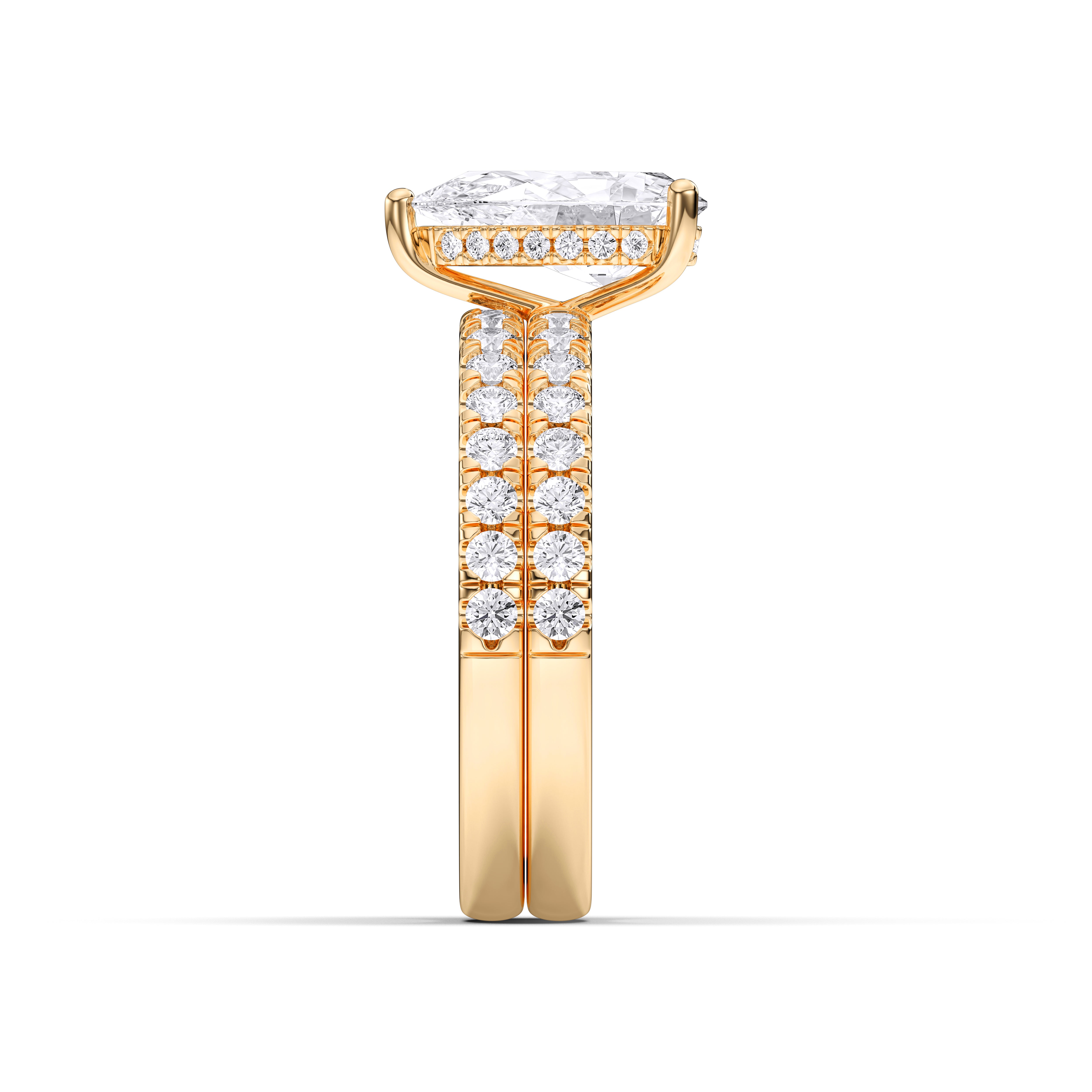 2.75 Carat Pear & Round Cut Lab Grown Diamond Solitaire Engagement Ring With Matching Wedding Band in Solid Gold