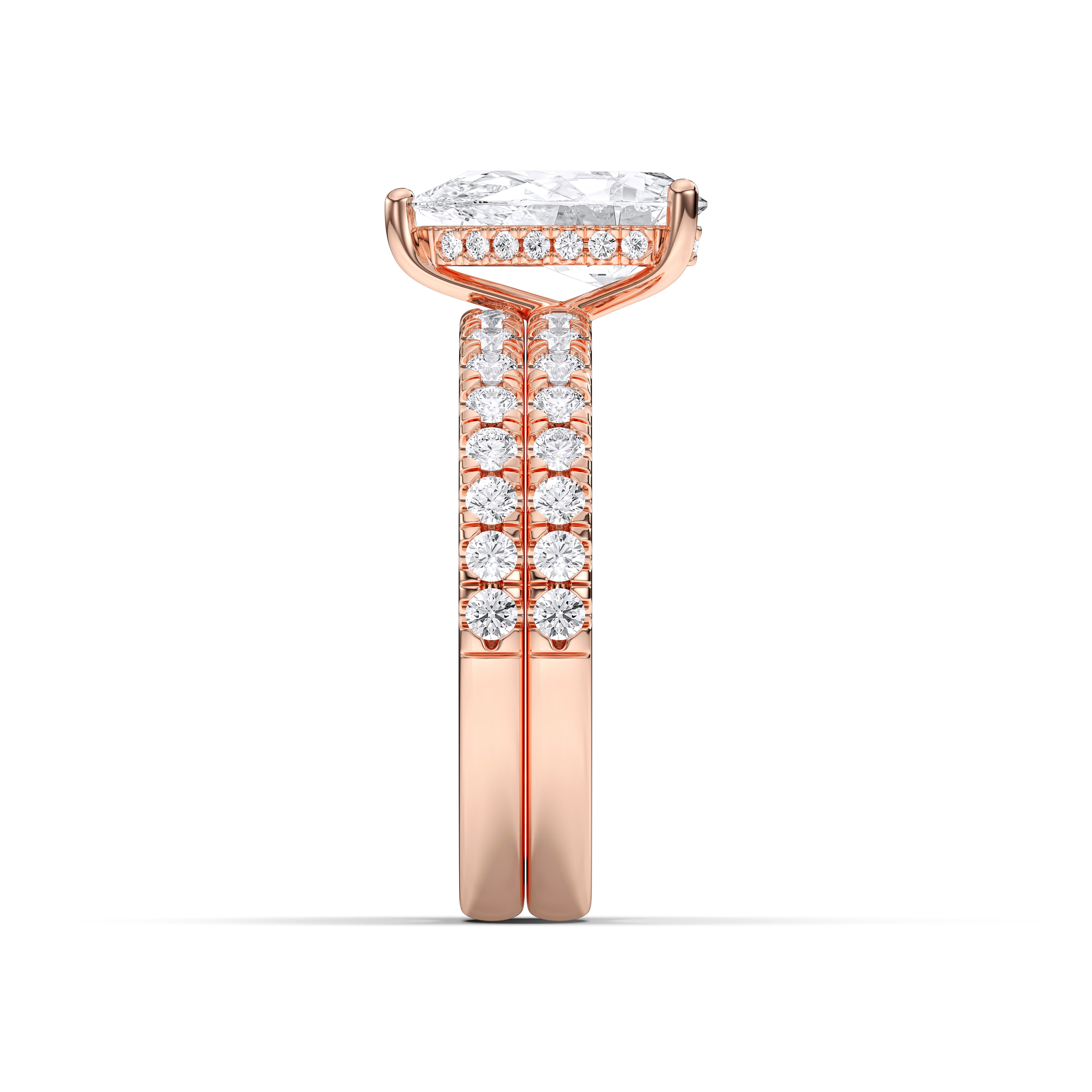 2.75 Carat Pear & Round Cut Lab Grown Diamond Solitaire Engagement Ring With Matching Wedding Band in Solid Gold