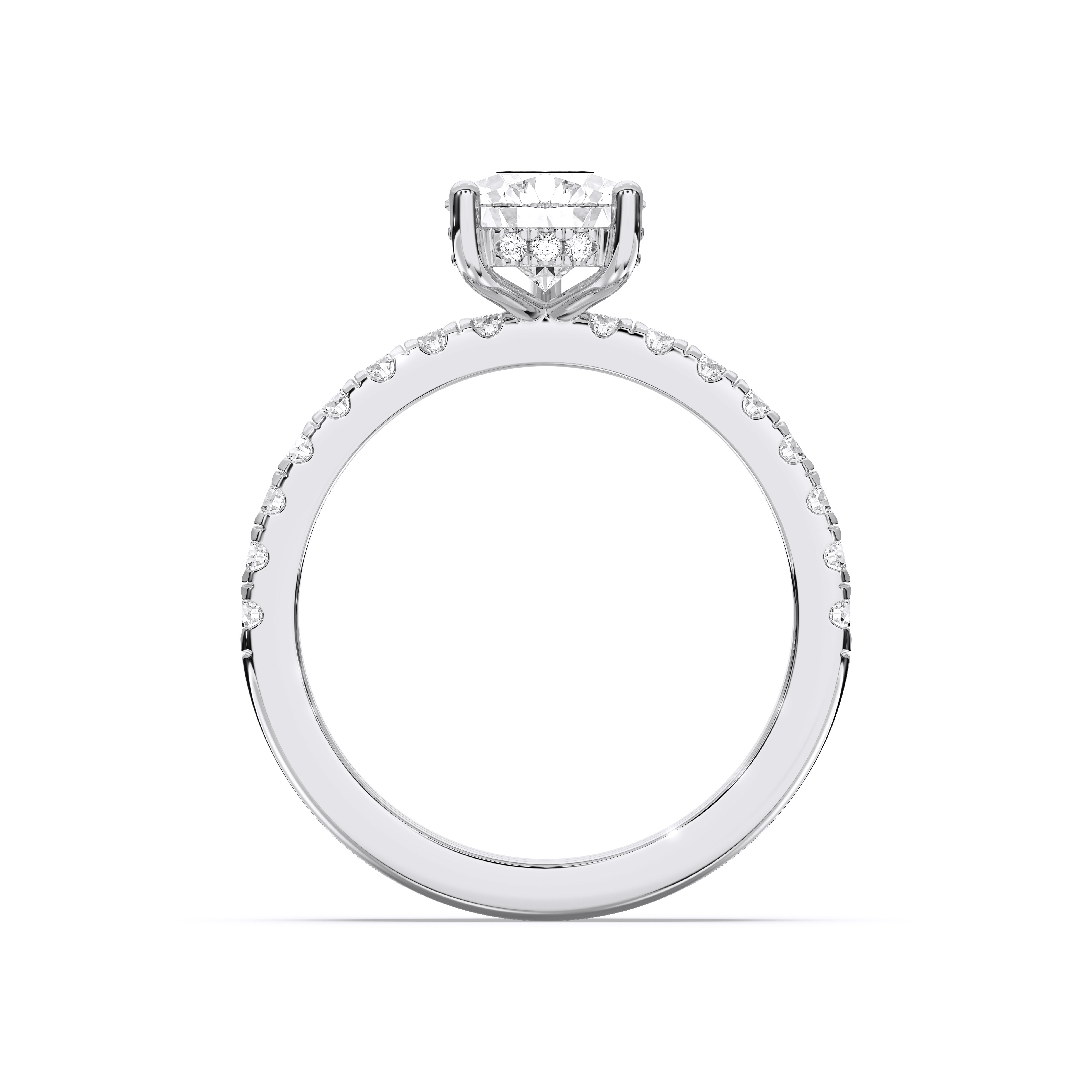 2.75 Carat Pear & Round Cut Lab Grown Diamond Solitaire Engagement Ring With Matching Wedding Band in Solid Gold