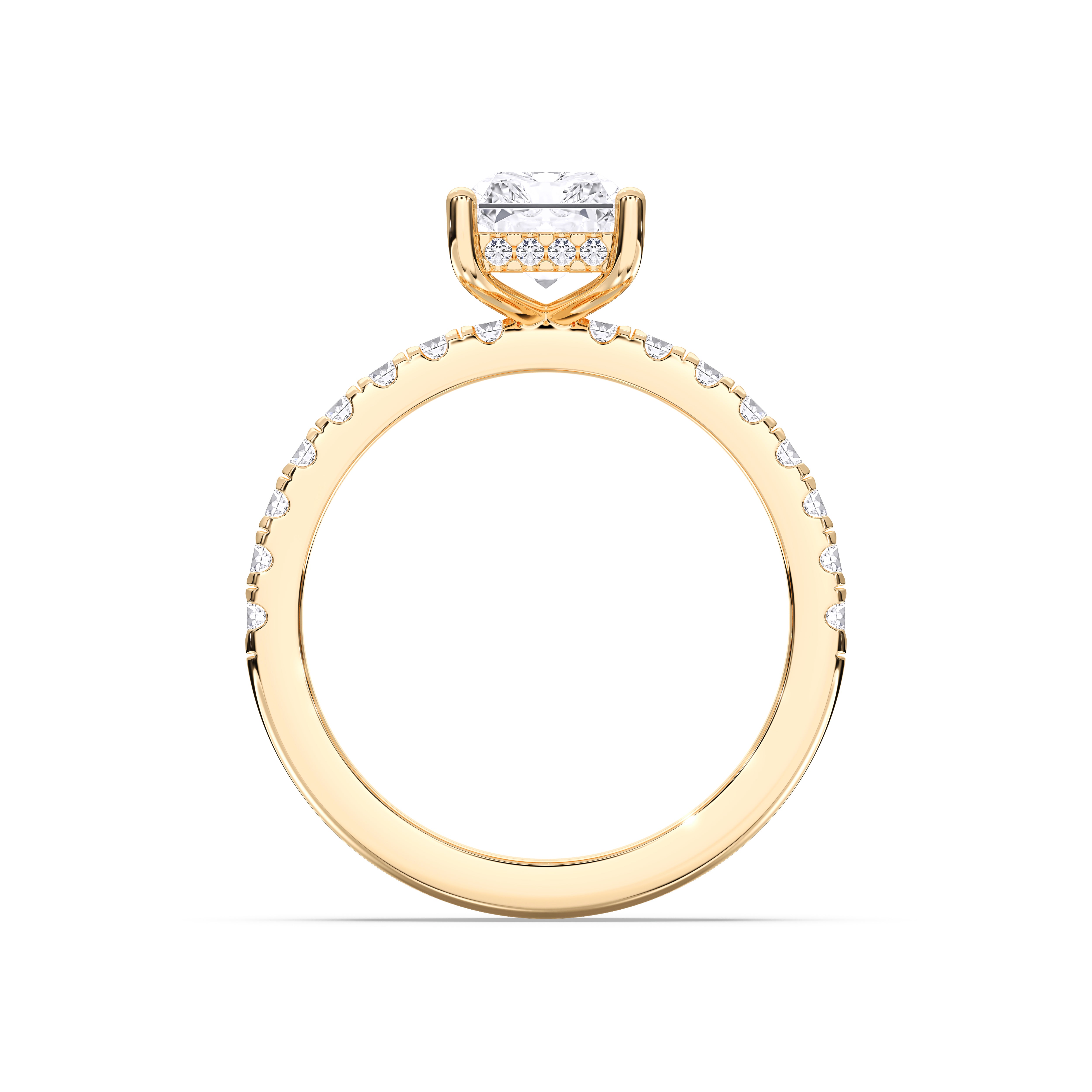 3.27 Carat Radiant & Round Cut Lab Grown Diamond Solitaire Engagement Ring in Solid Gold