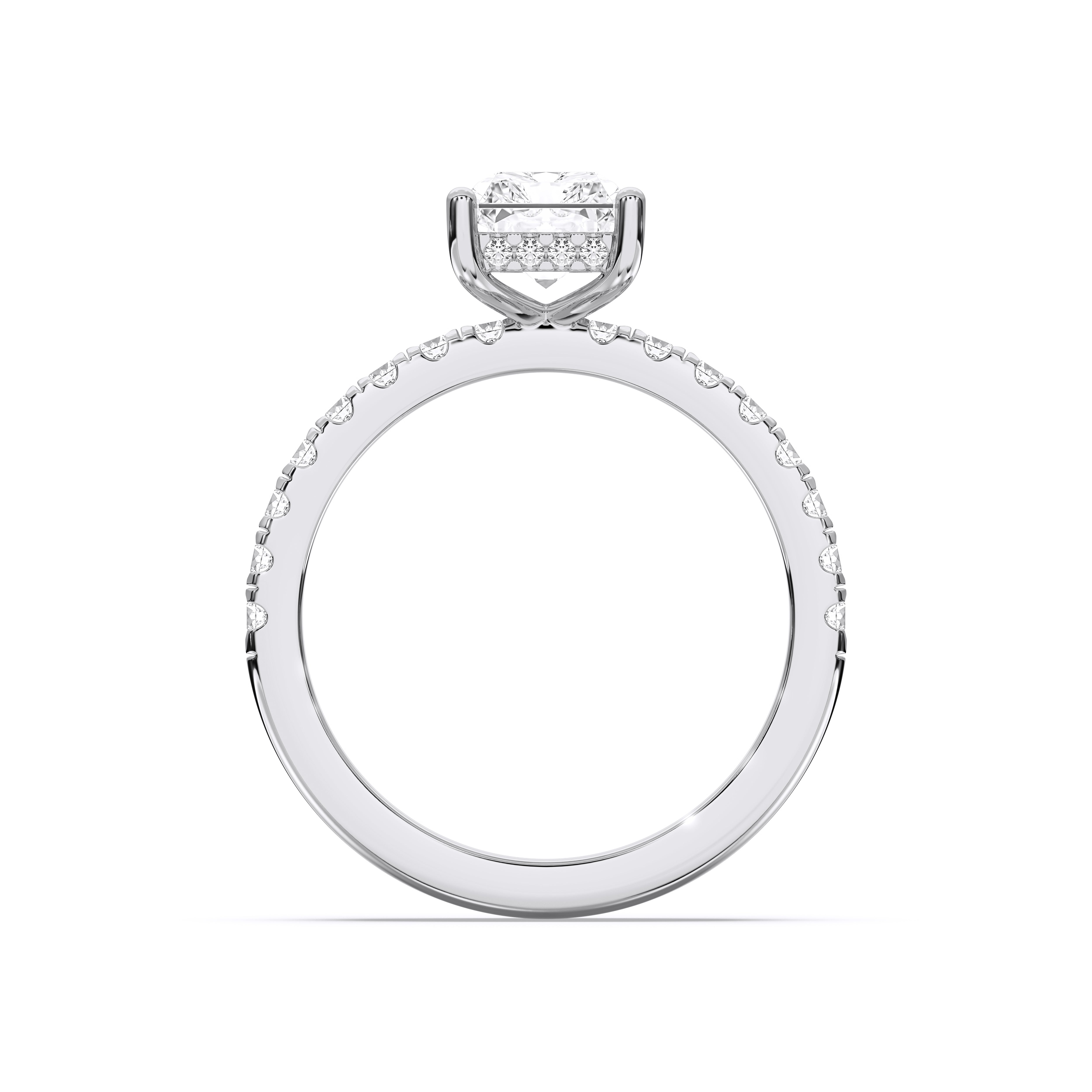 3.27 Carat Radiant & Round Cut Lab Grown Diamond Solitaire Engagement Ring in Solid Gold