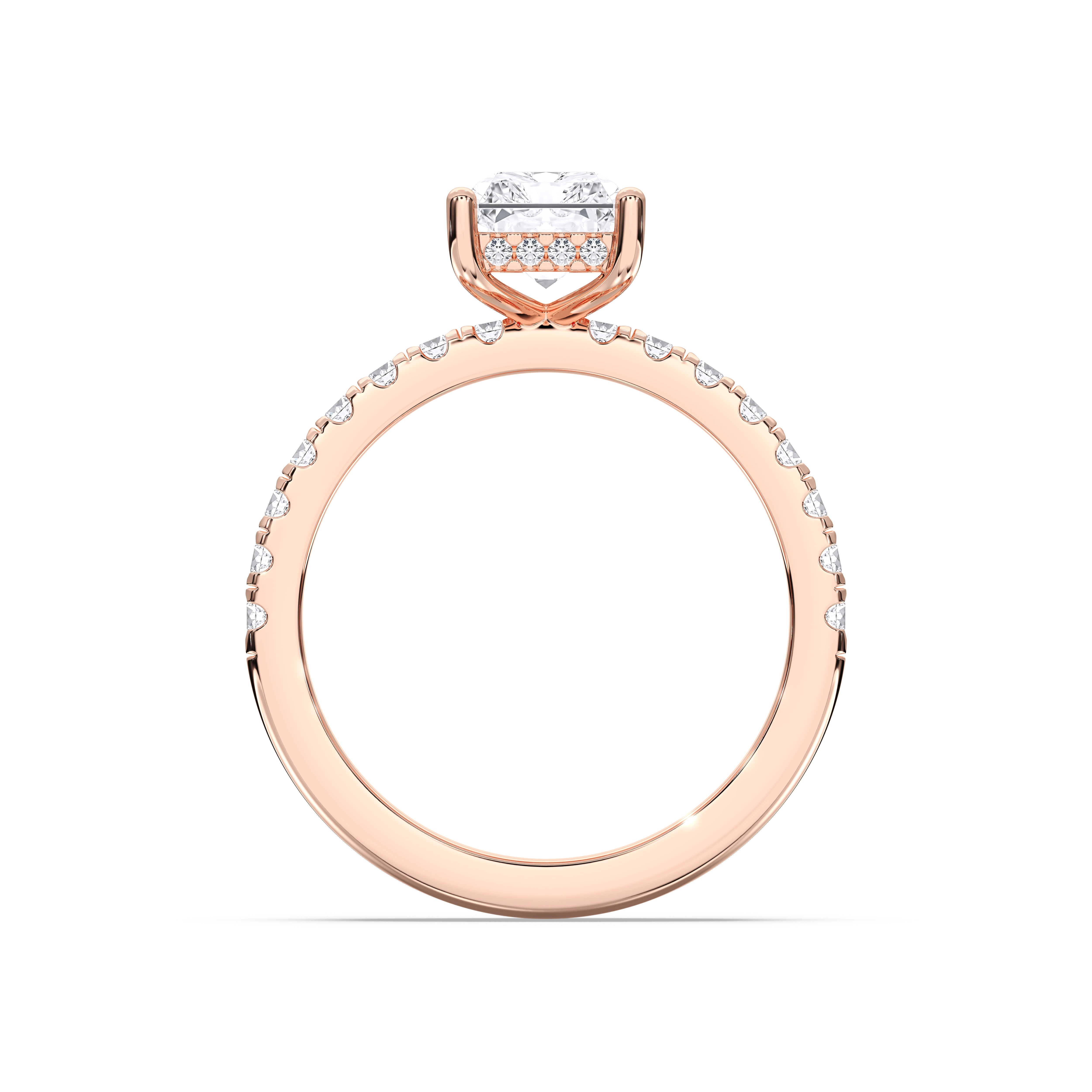 3.27 Carat Radiant & Round Cut Lab Grown Diamond Solitaire Engagement Ring in Solid Gold