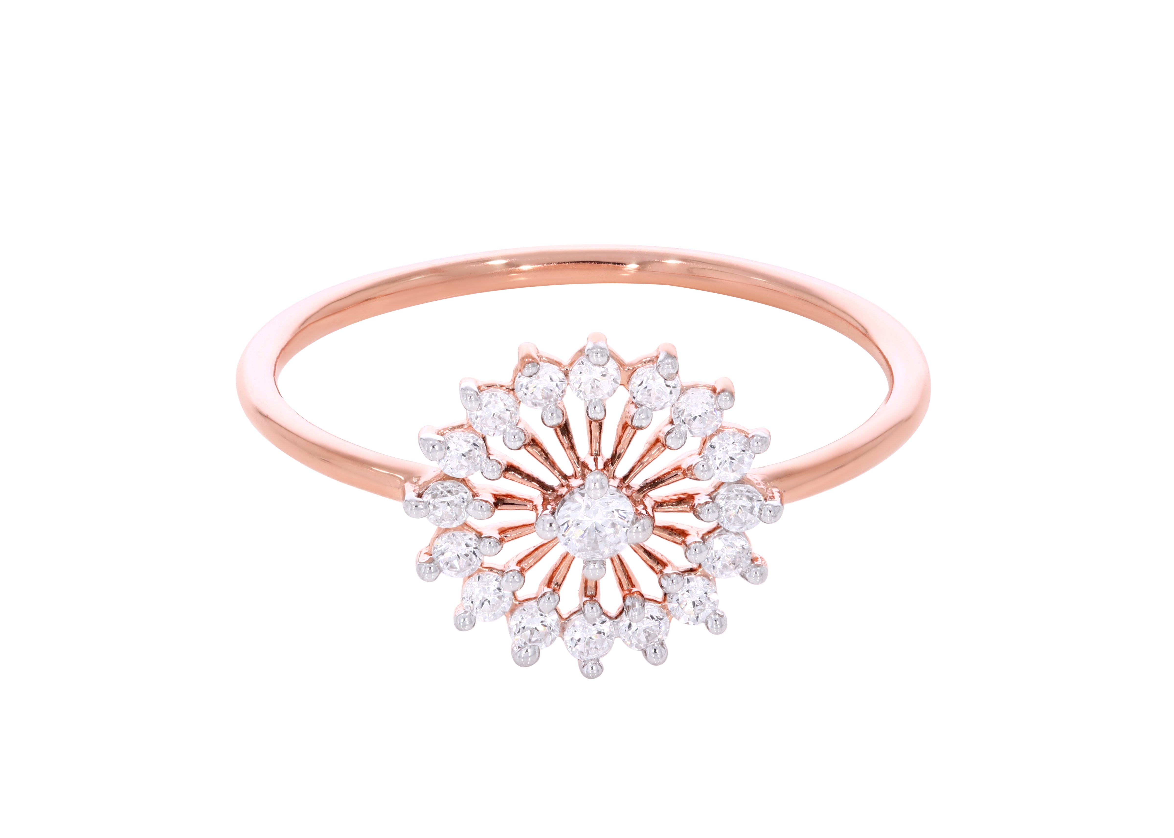 Keeva Jewels Round Diamond Flower Design Engagement Ring - KJR1593