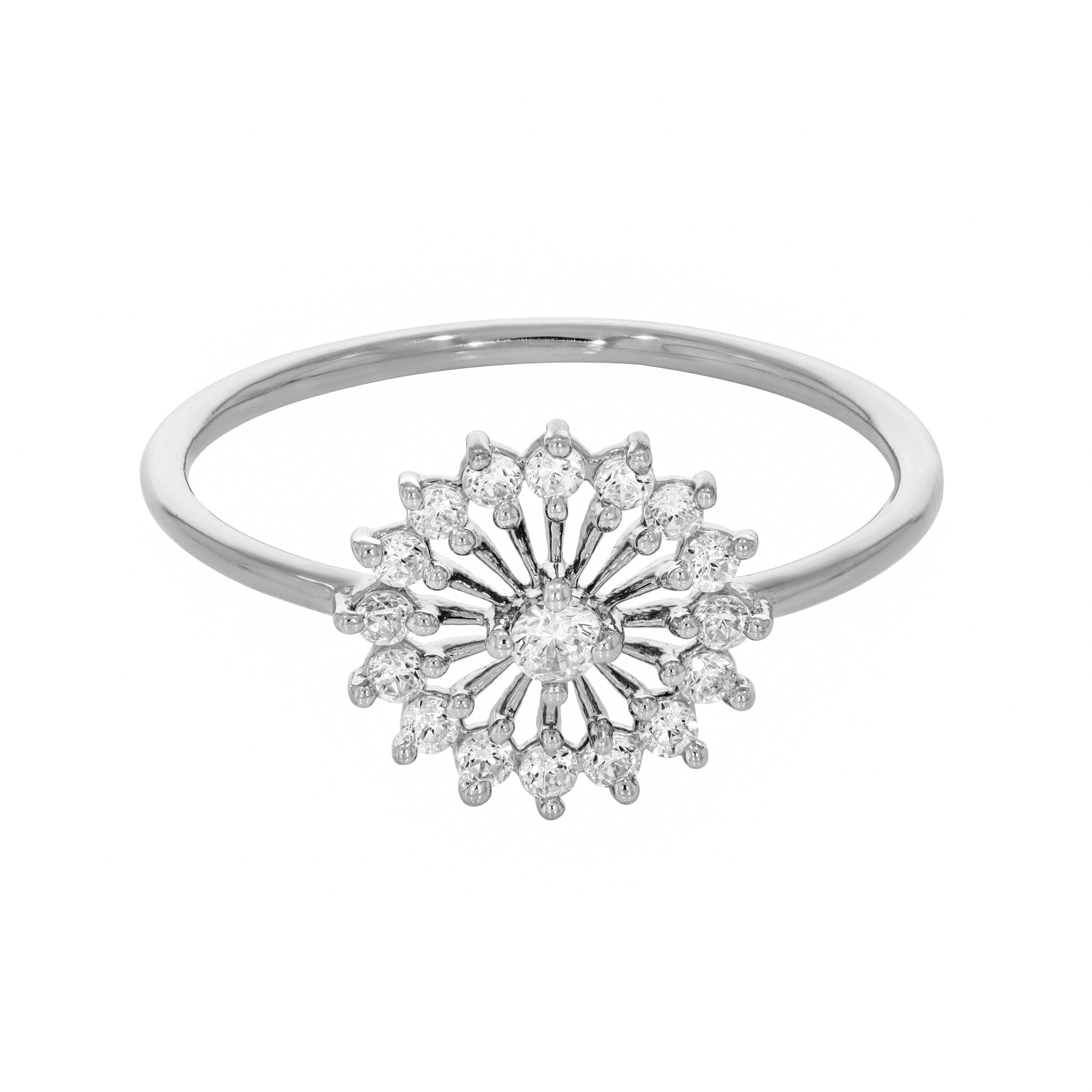 Keeva Jewels Round Diamond Flower Design Engagement Ring - KJR1593