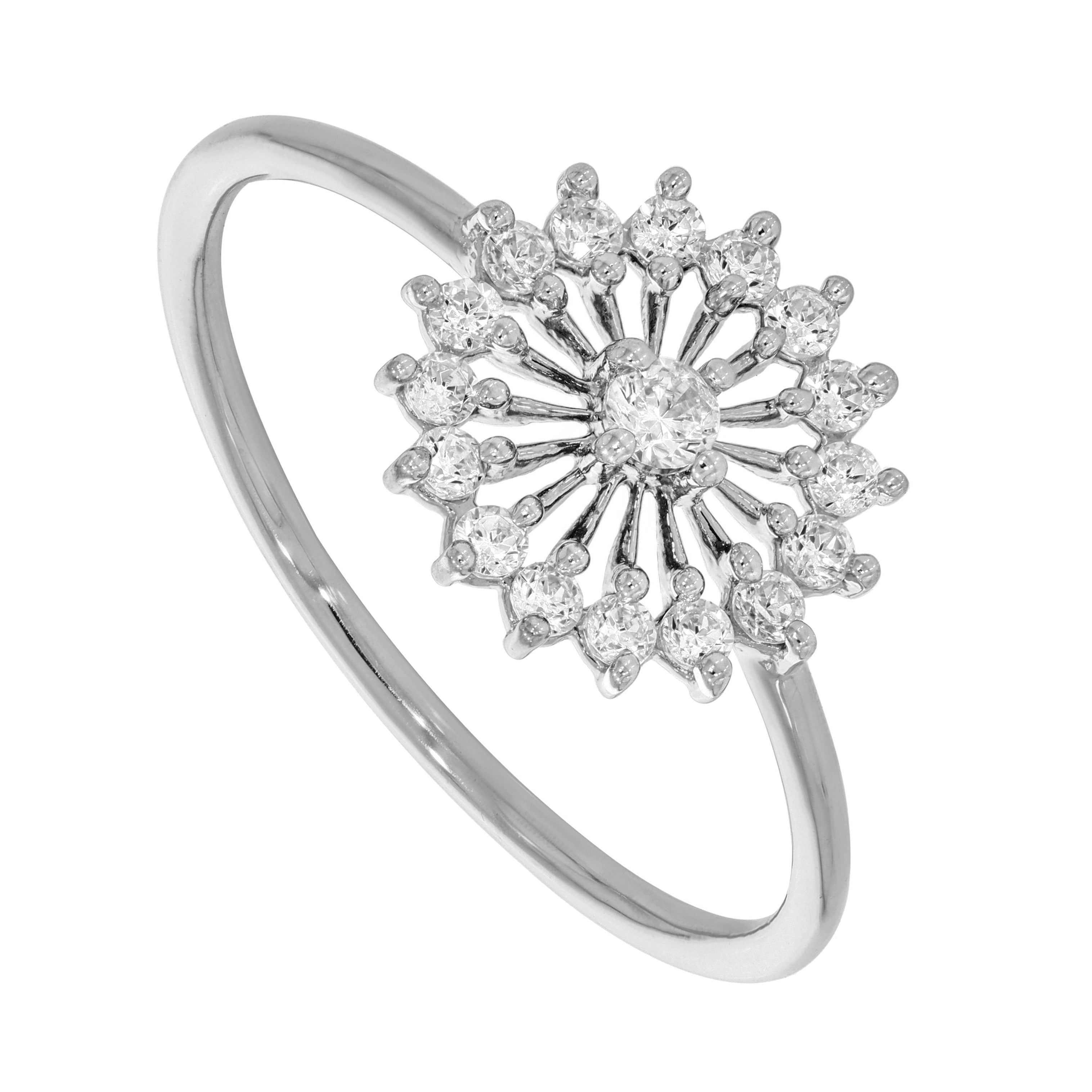 Keeva Jewels Round Diamond Flower Design Engagement Ring - KJR1593