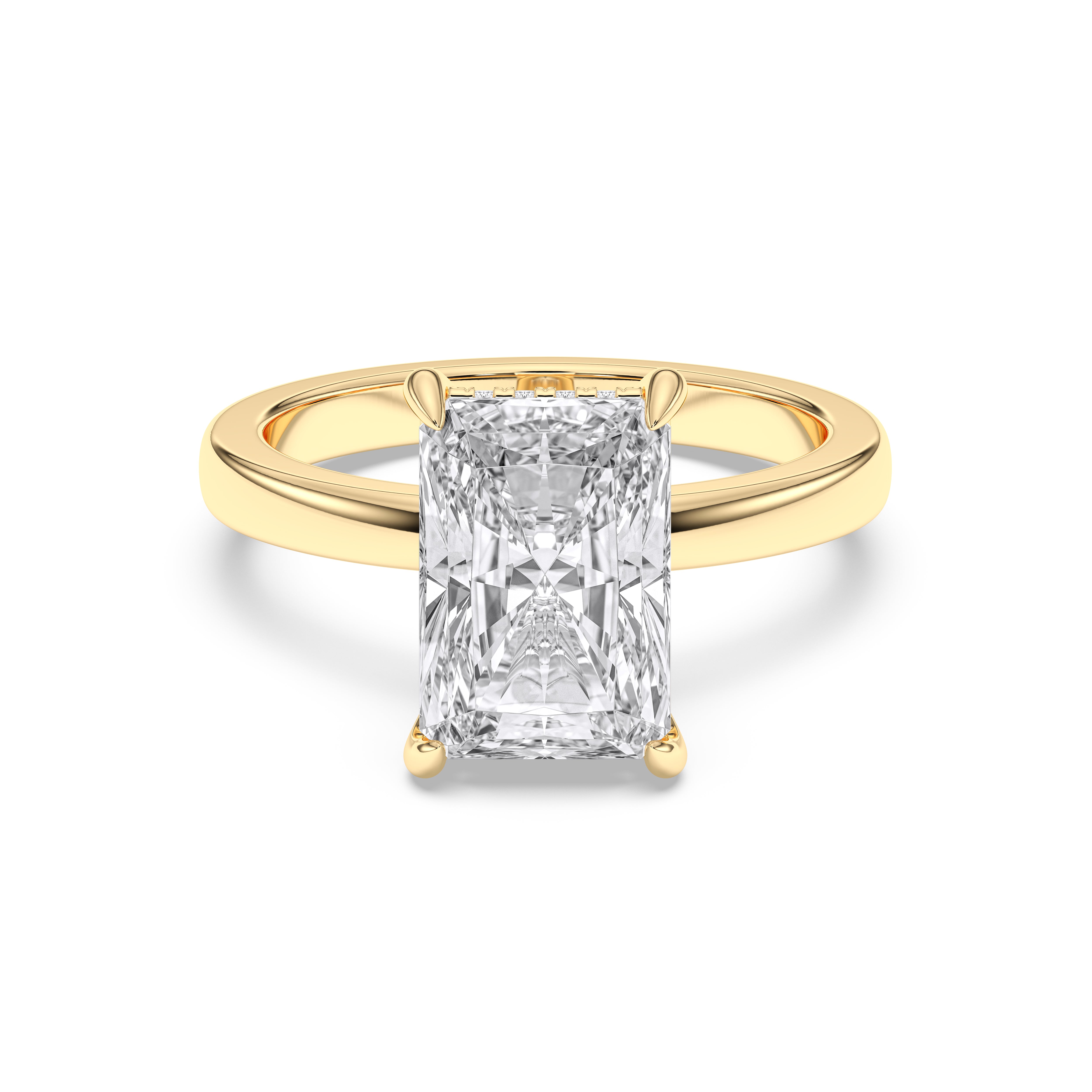4.10 Carat Radiant & Round Cut Lab Grown Diamond  Solitaire Ring in Solid Gold for Her