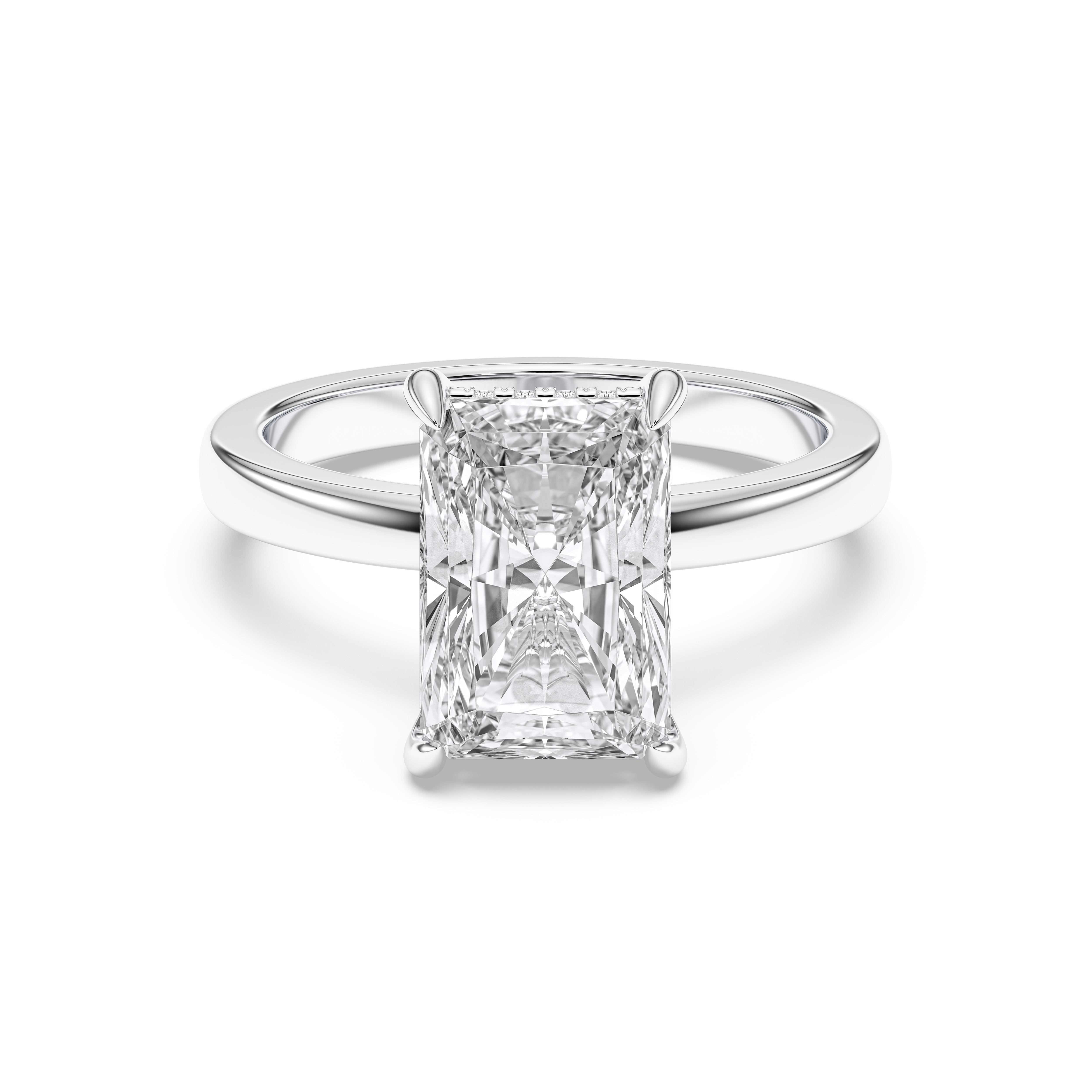 4.10 Carat Radiant & Round Cut Lab Grown Diamond  Solitaire Ring in Solid Gold for Her