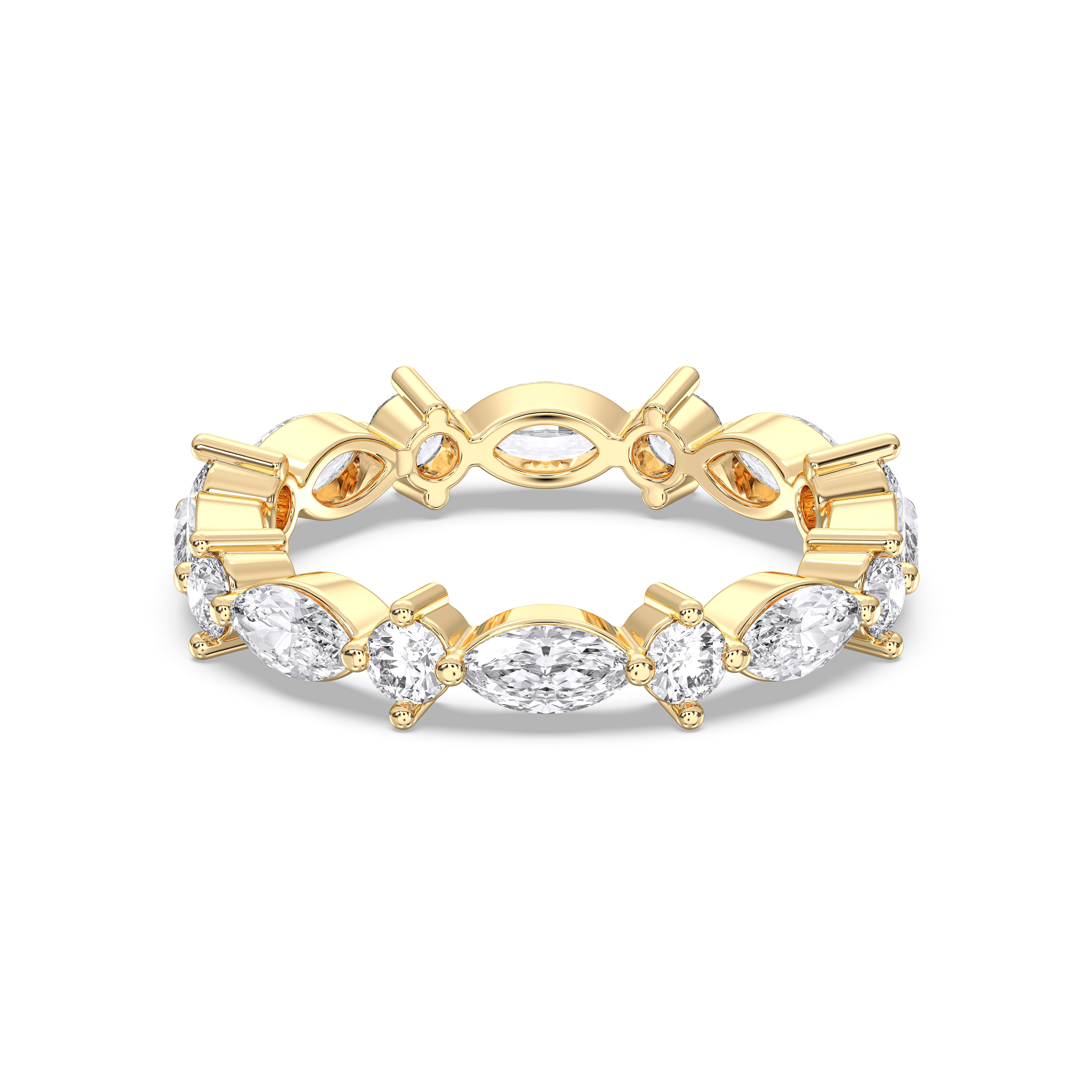 Marquise & Round 1.34 Carat Lab Grown Diamond Prong Set Wedding Band in Solid Gold for Her