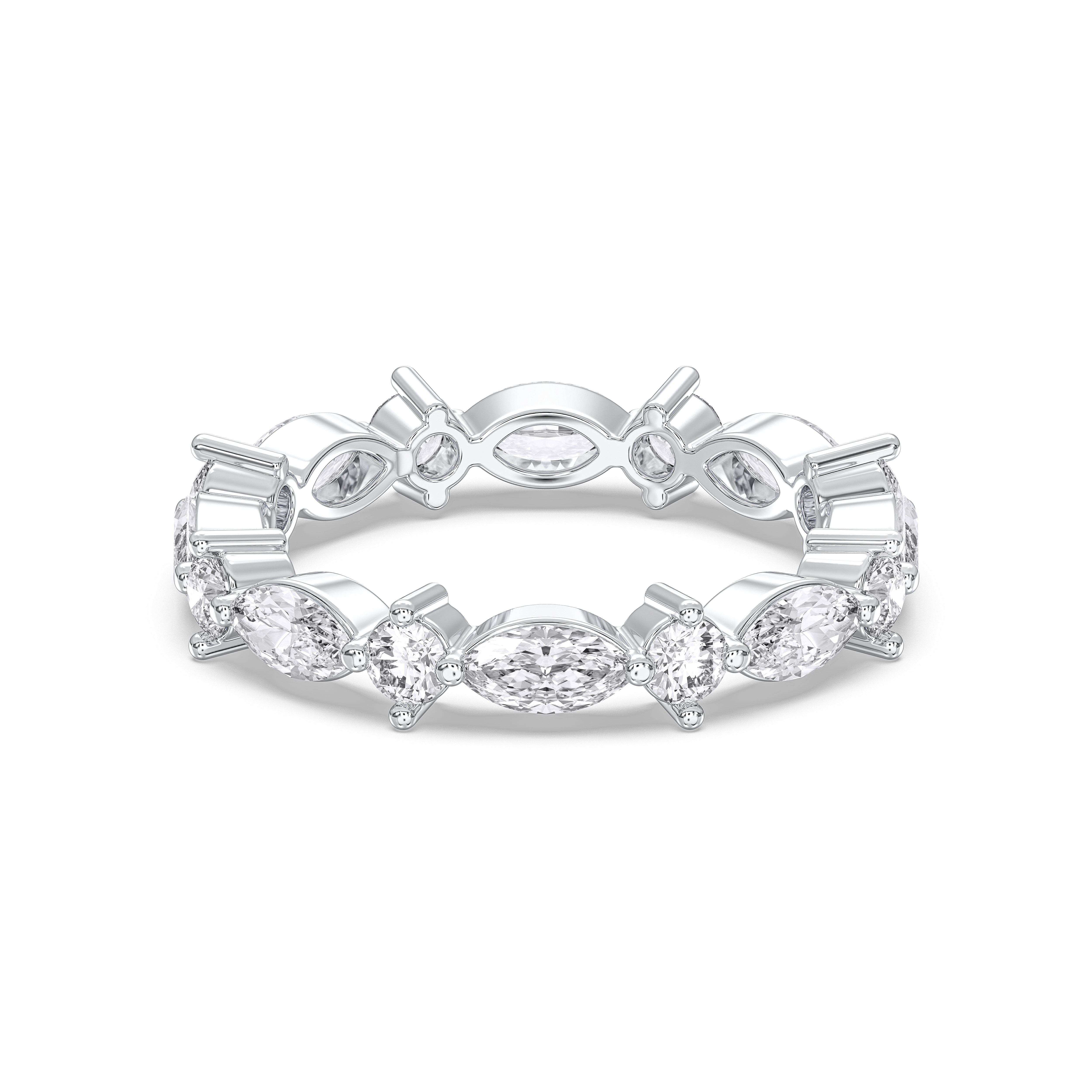 Marquise & Round 1.34 Carat Lab Grown Diamond Prong Set Wedding Band in Solid Gold for Her