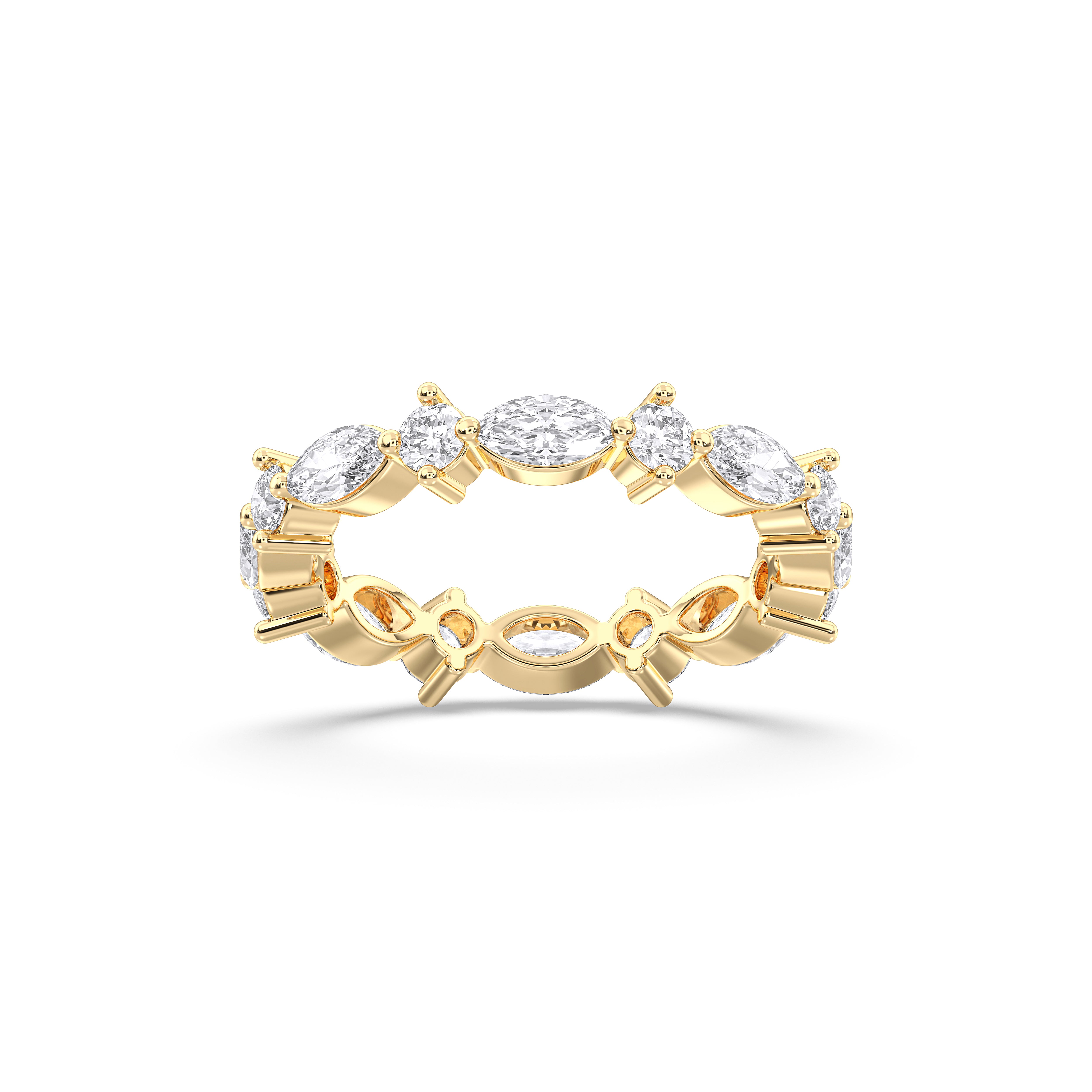 Marquise & Round 1.34 Carat Lab Grown Diamond Prong Set Wedding Band in Solid Gold for Her