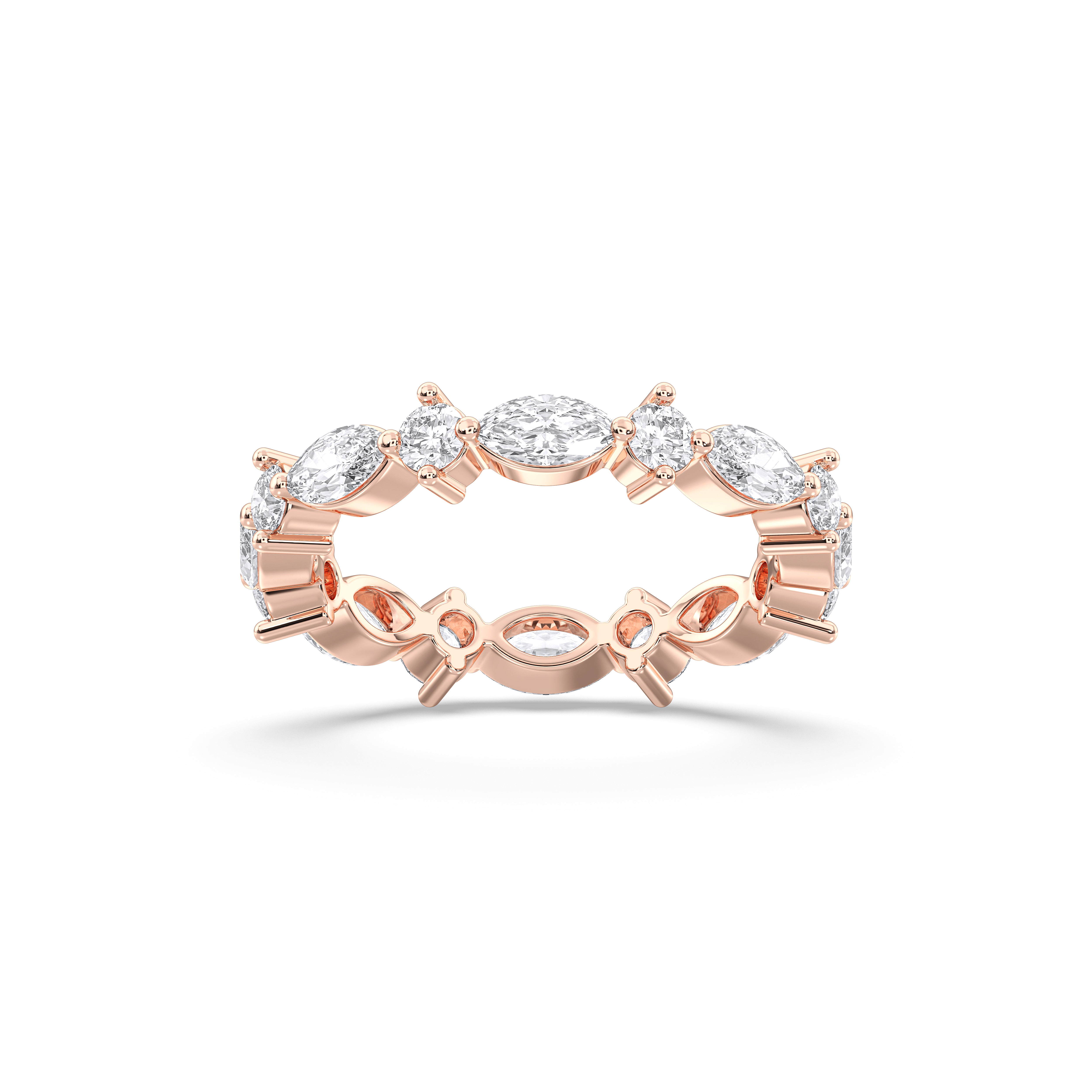 Marquise & Round 1.34 Carat Lab Grown Diamond Prong Set Wedding Band in Solid Gold for Her