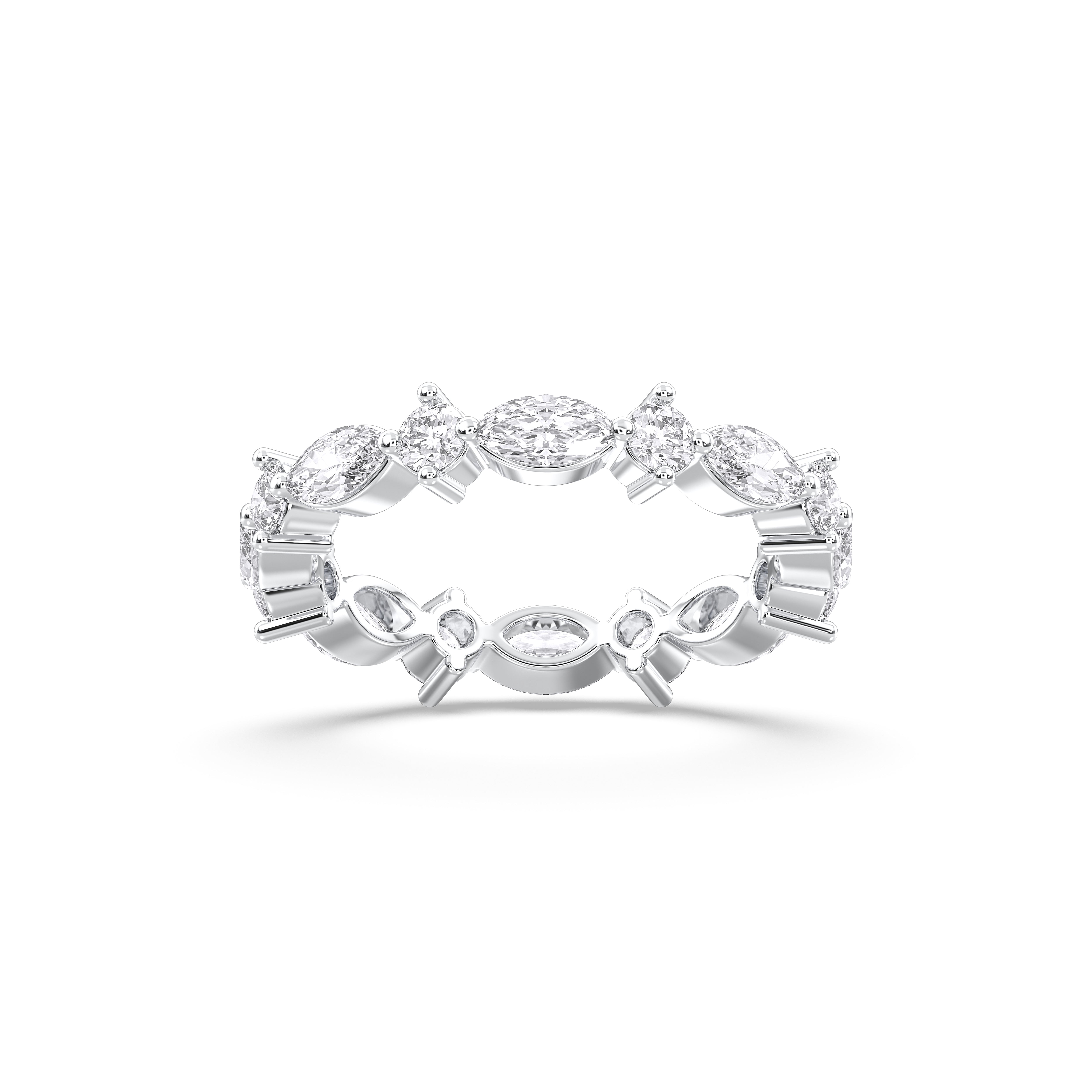 Marquise & Round 1.34 Carat Lab Grown Diamond Prong Set Wedding Band in Solid Gold for Her