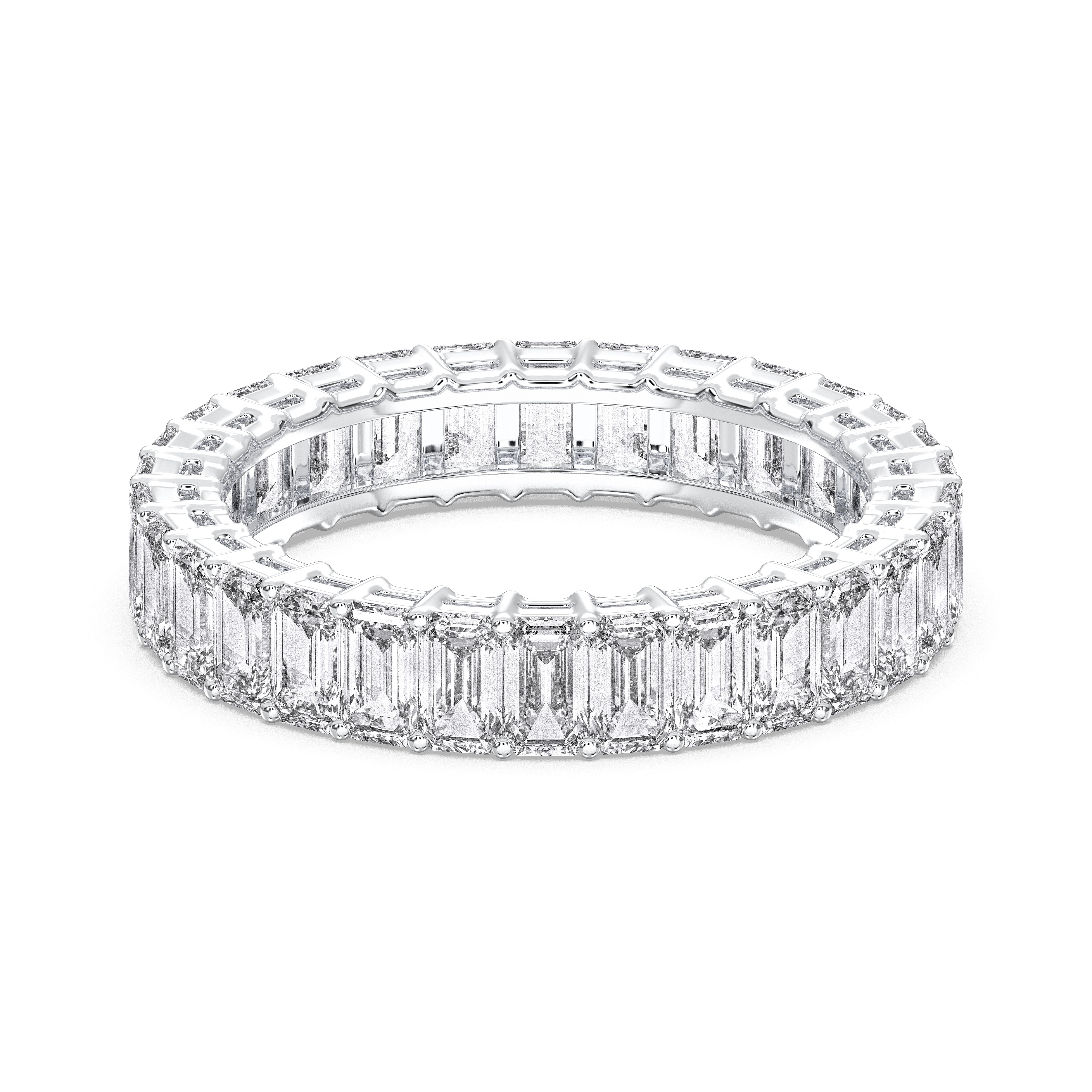 3.60 Carat Emerald Cut Lab Grown Diamond Eternity Wedding Ring in Solid Gold