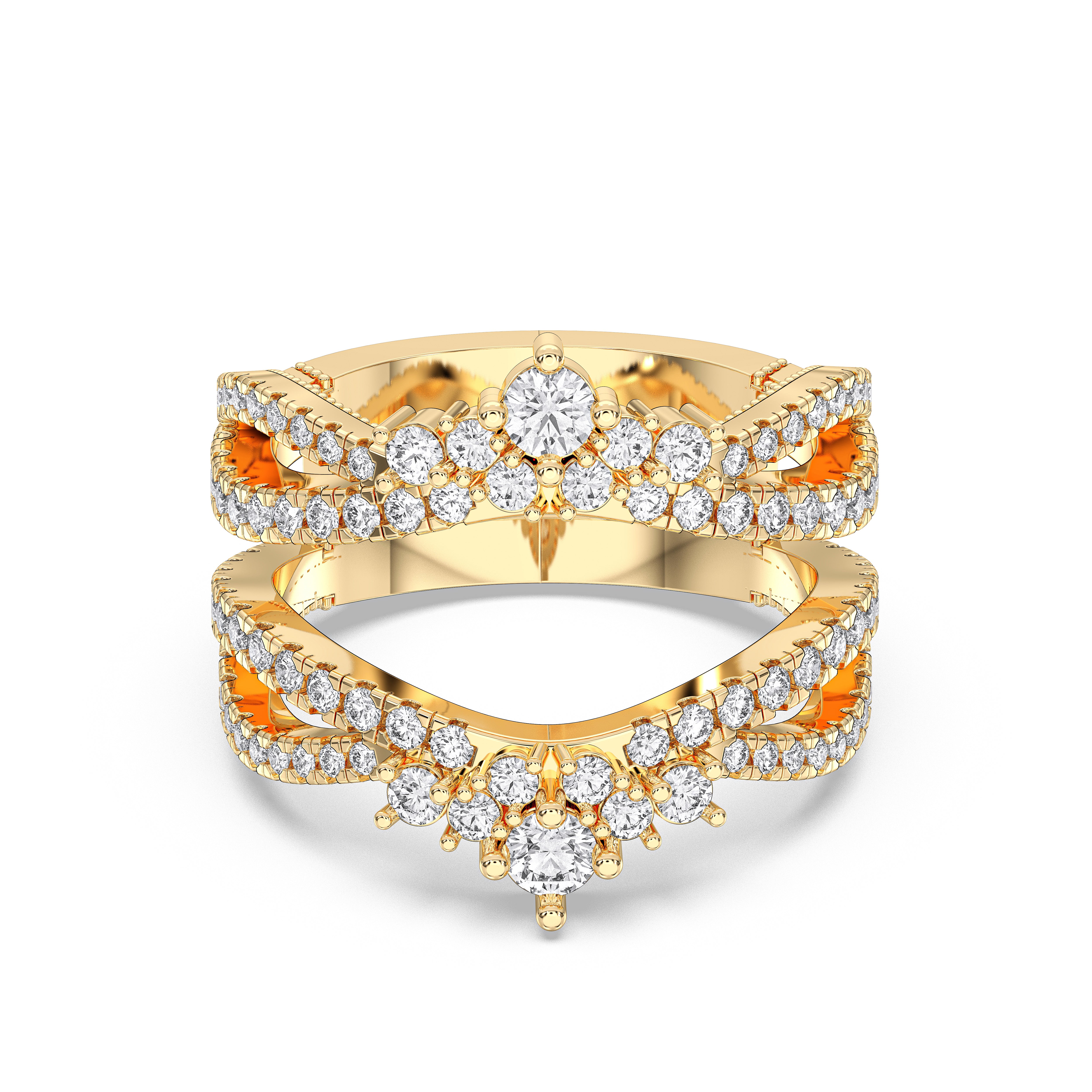 Round Cut 1.10 Carat Lab Grown Diamond Split Wedding Band in Solid Gold
