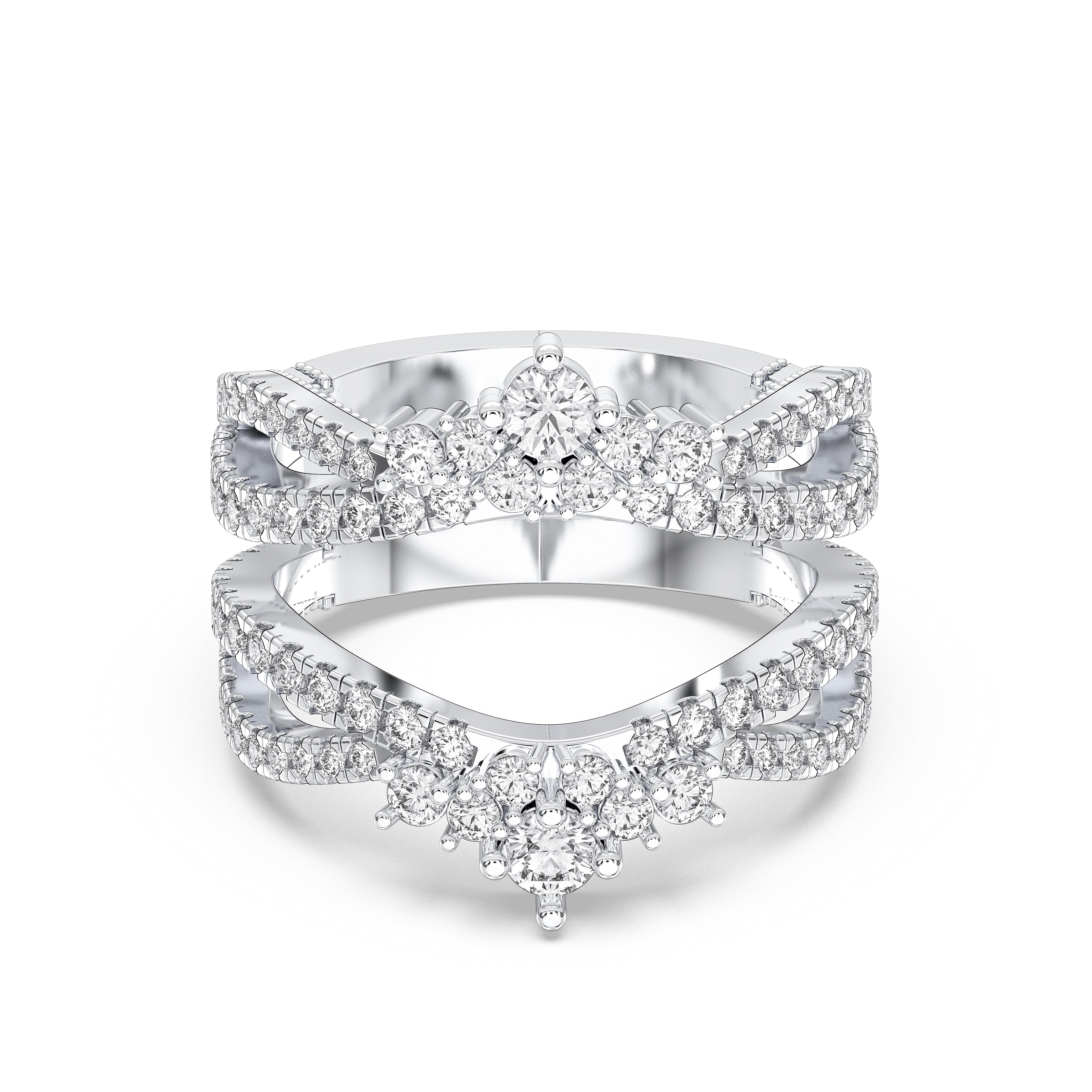 Round Cut 1.10 Carat Lab Grown Diamond Split Wedding Band in Solid Gold