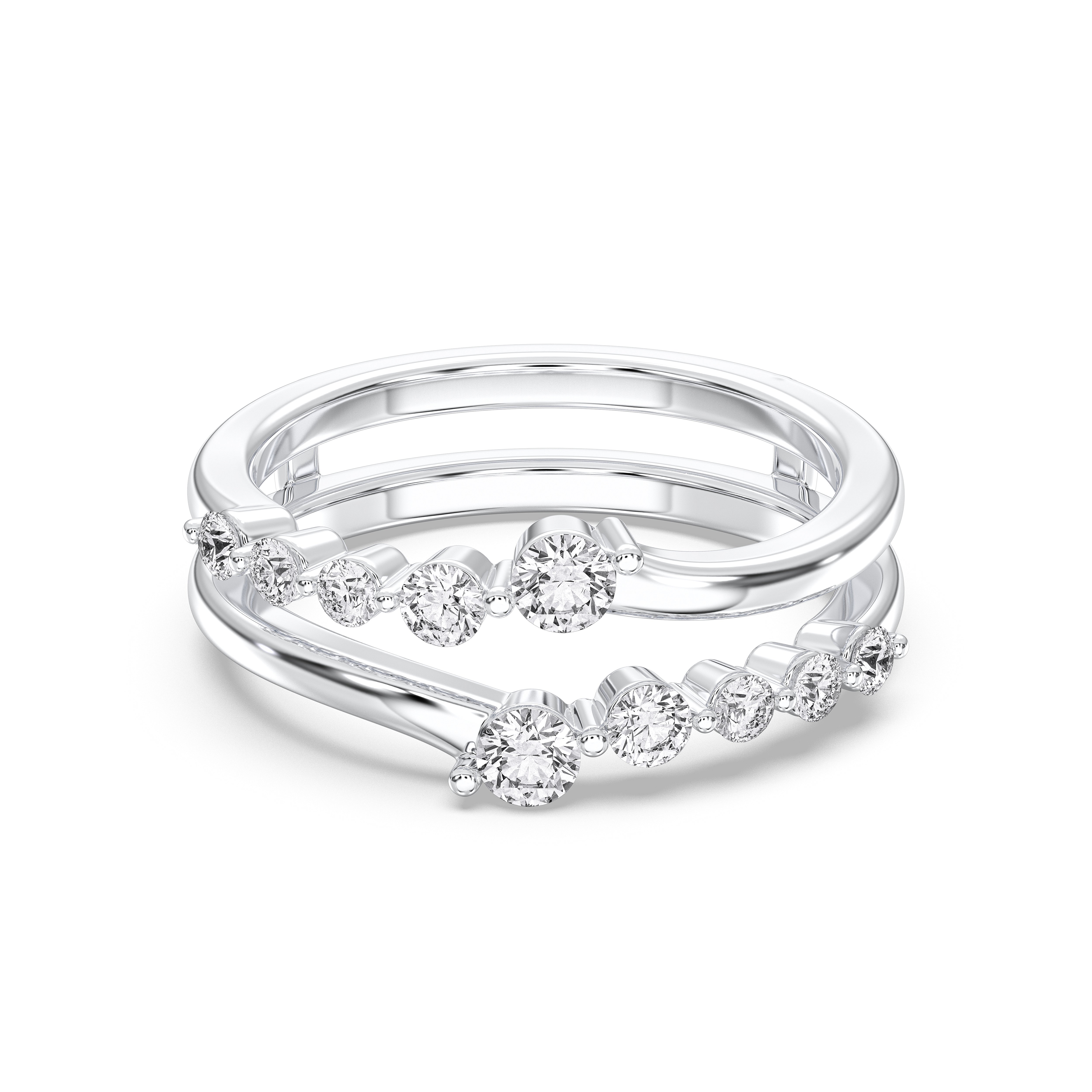 0.60 Carat Round Cut Lab Grown Diamond Split Wedding Band in Solid Gold