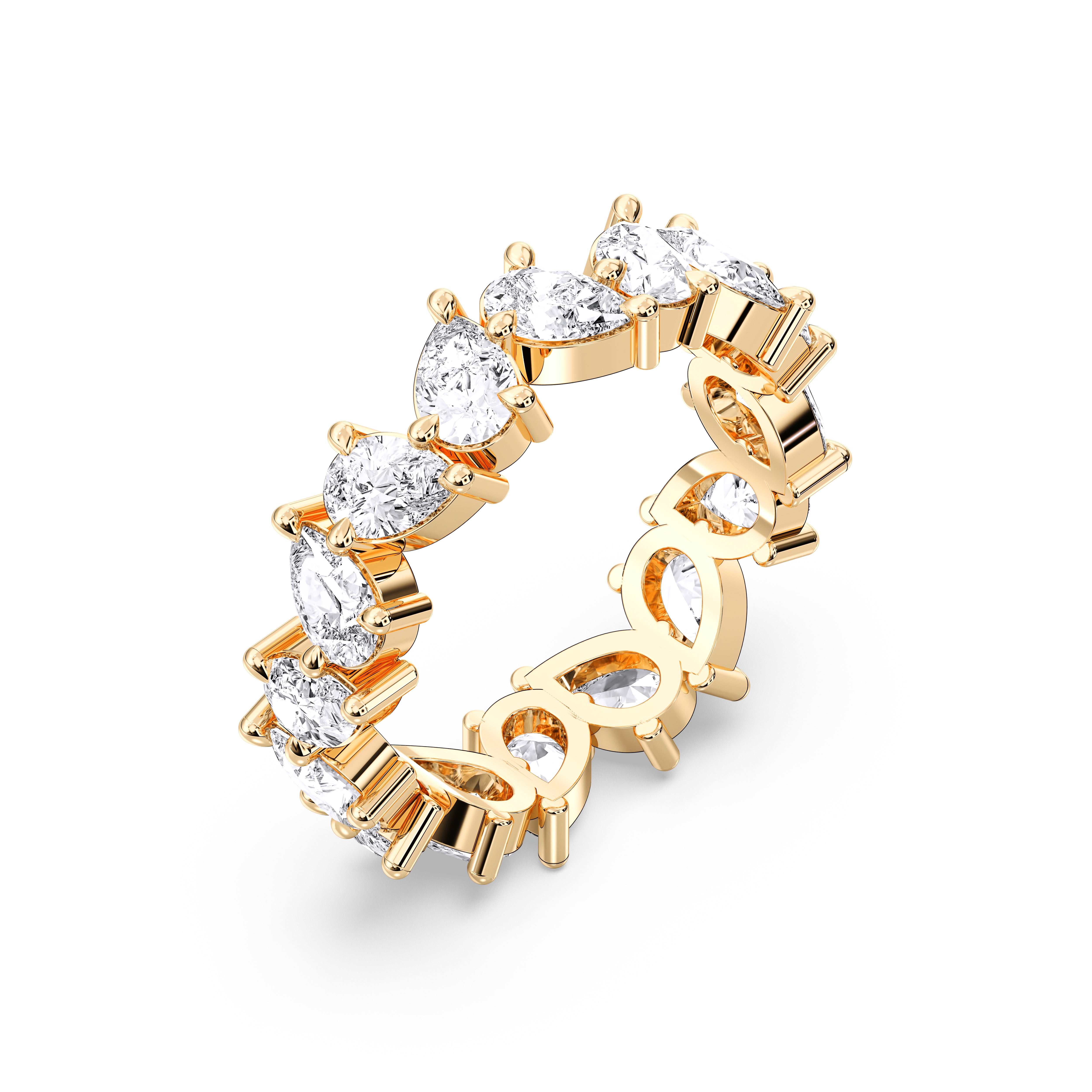 2.60 Carat Pear Shape Lab Grown Eternity Wedding Ring in Solid Gold for Her