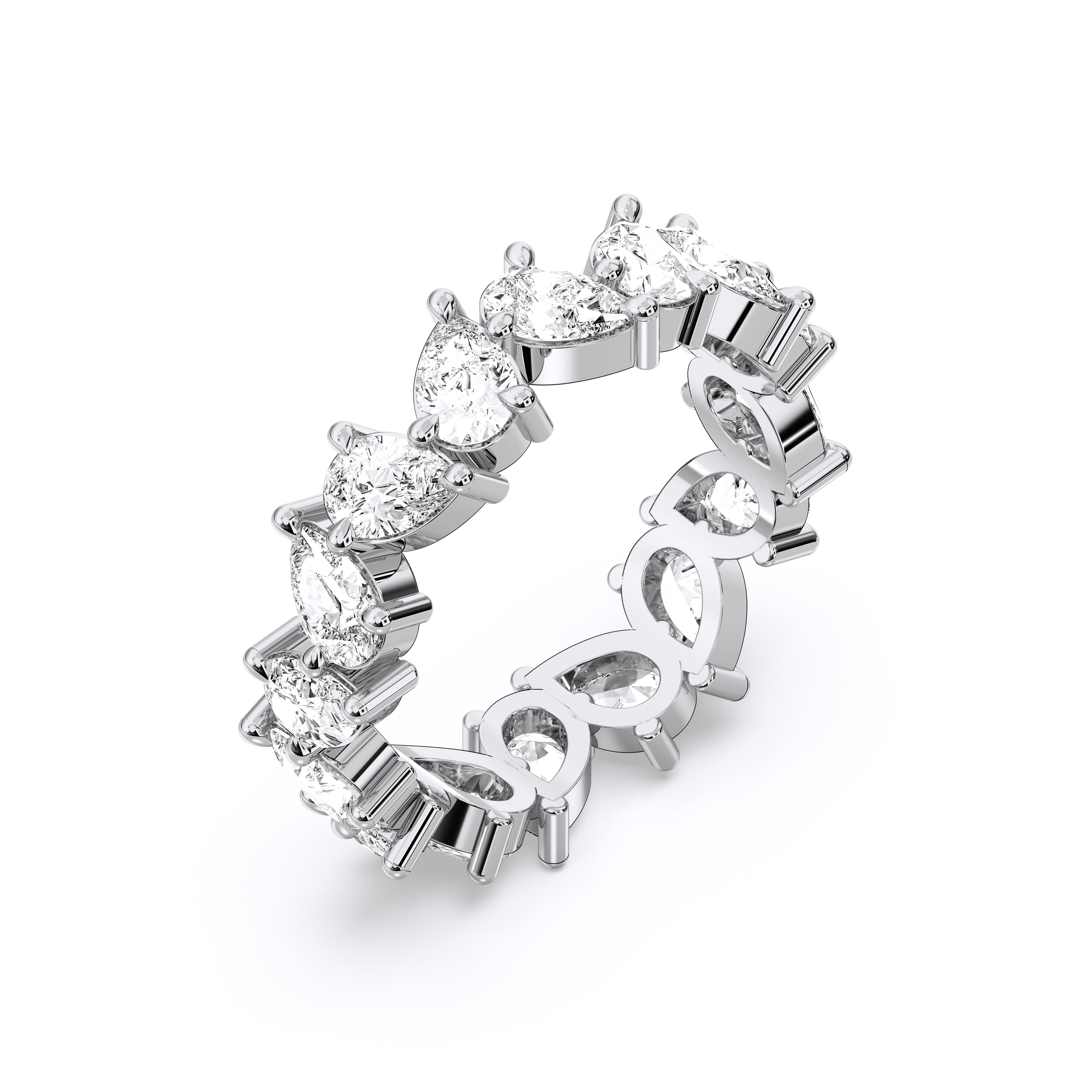 2.60 Carat Pear Shape Lab Grown Eternity Wedding Ring in Solid Gold for Her