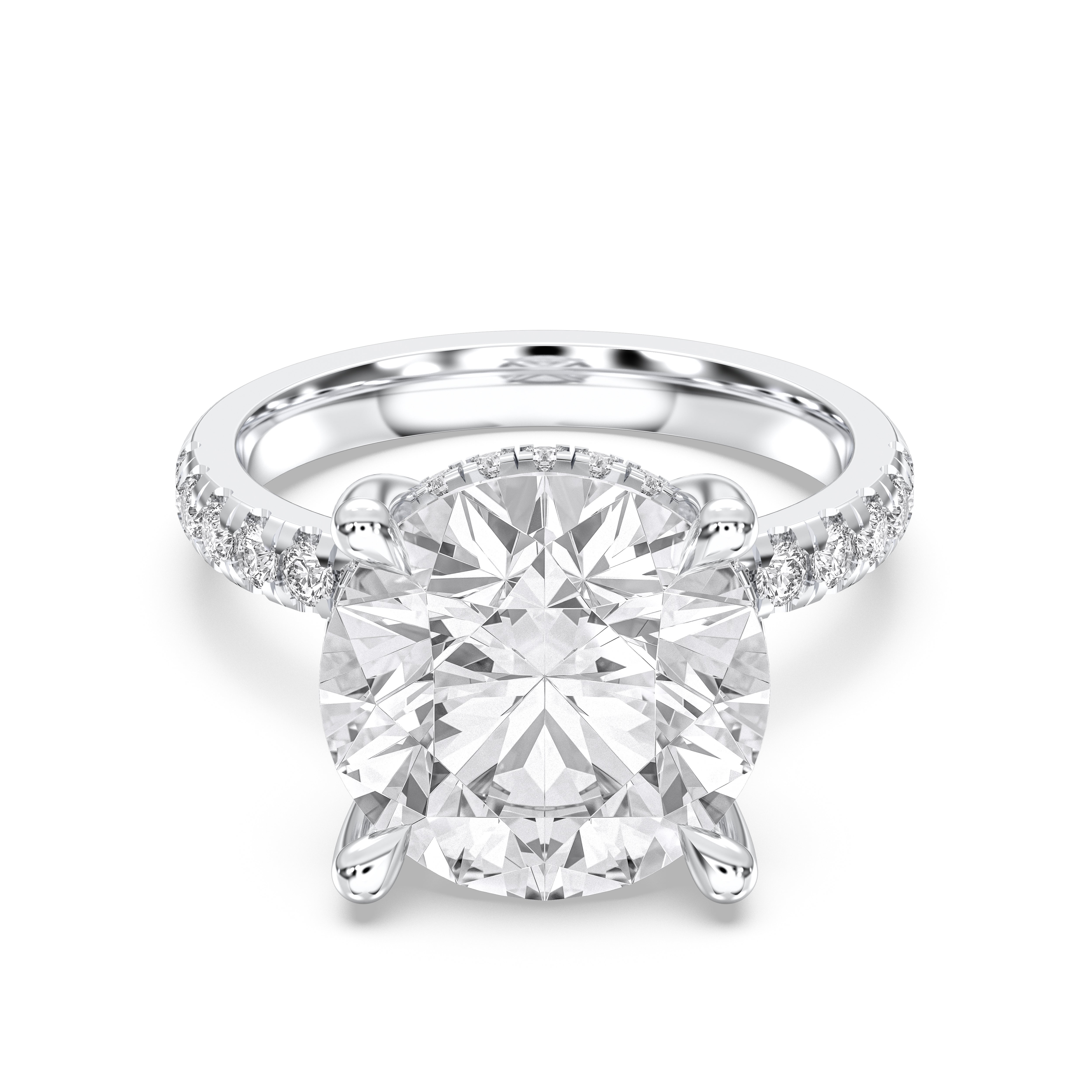 3.55 Carat Round Cut Lab Grown Diamond Solitaire Engagement Ring in Solid Gold For Women