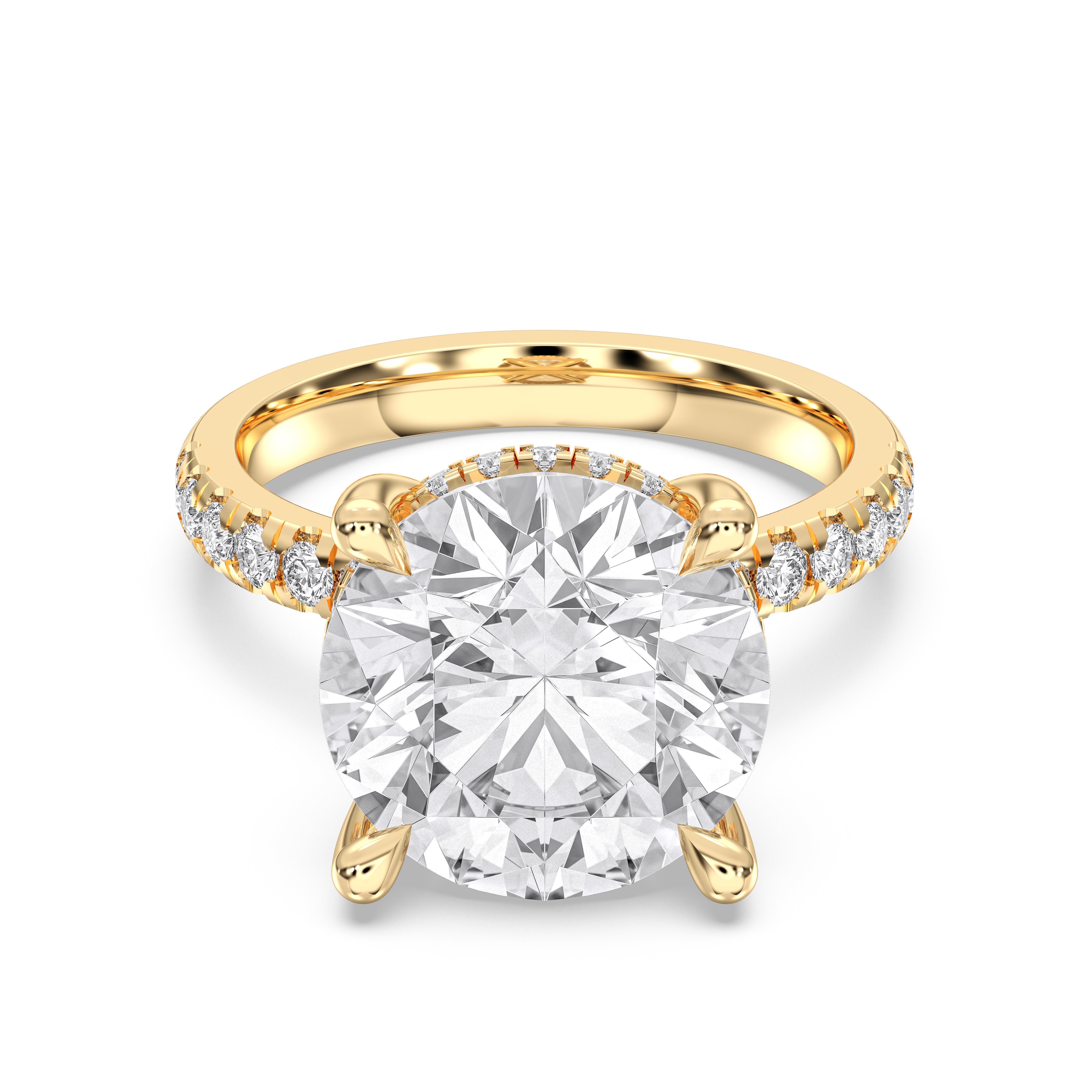 3.55 Carat Round Cut Lab Grown Diamond Solitaire Engagement Ring in Solid Gold For Women