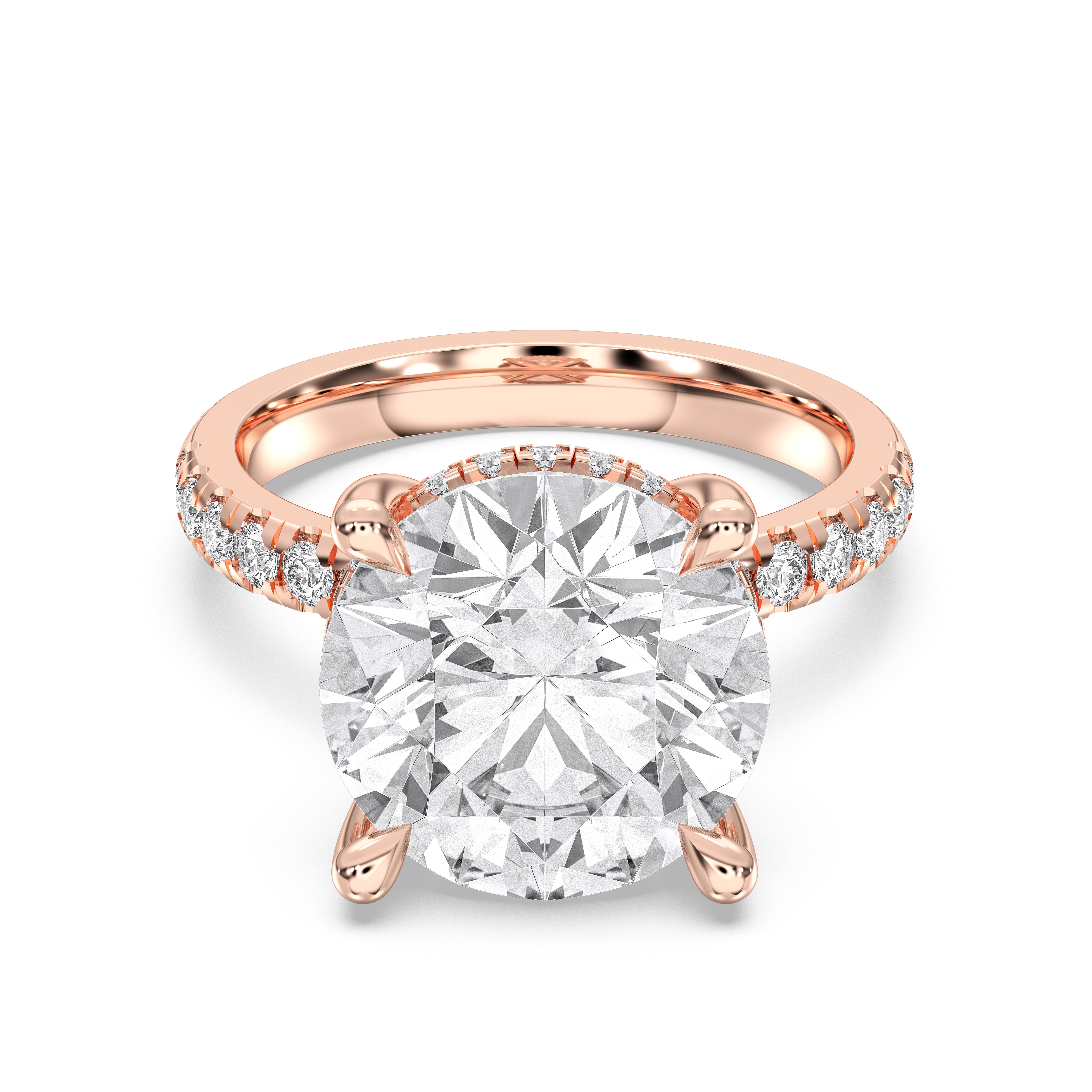 3.55 Carat Round Cut Lab Grown Diamond Solitaire Engagement Ring in Solid Gold For Women