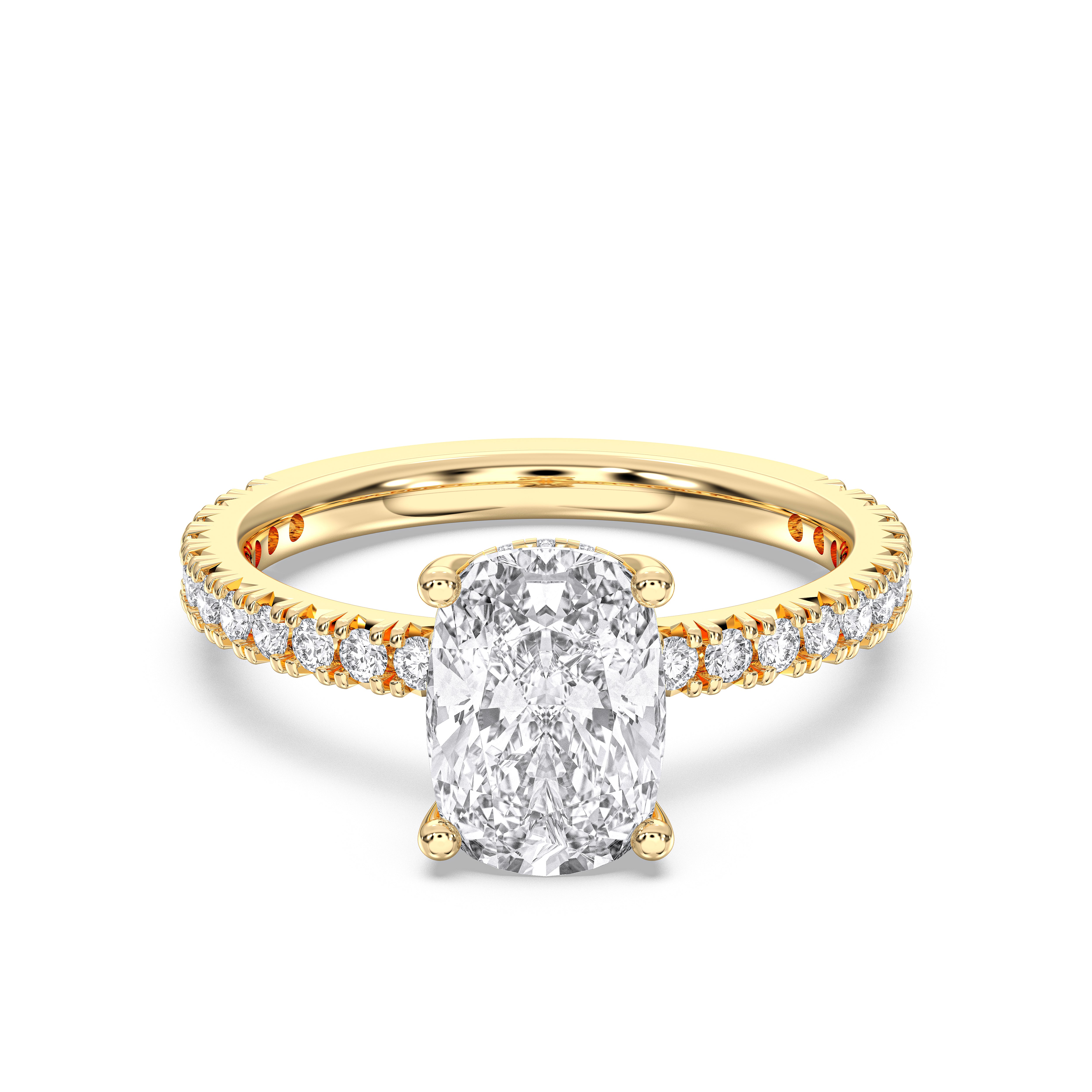 Cushion & Round 3.60 Carat Lab Grown Diamond Solitaire Engagement Ring in Solid Gold