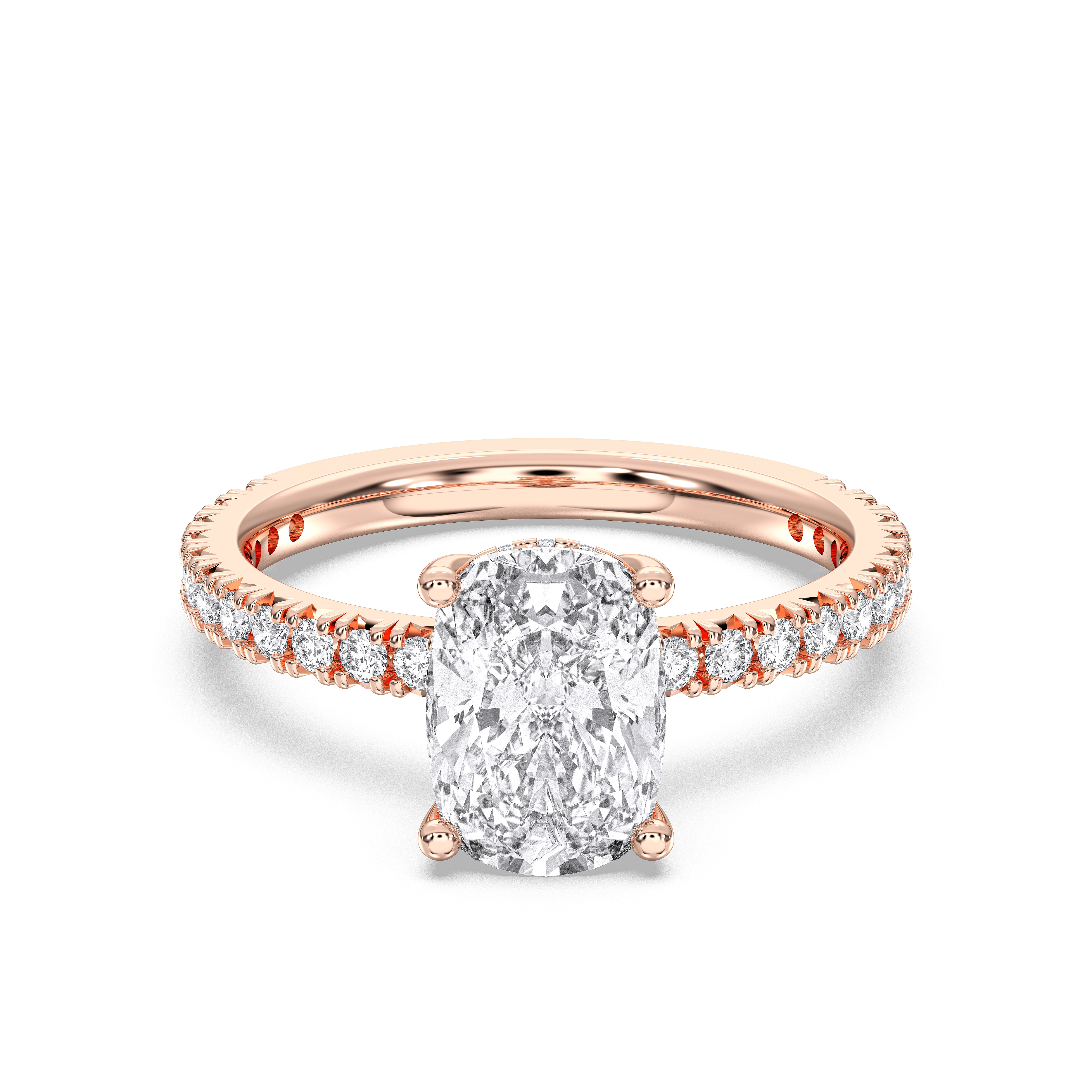 Cushion & Round 3.60 Carat Lab Grown Diamond Solitaire Engagement Ring in Solid Gold