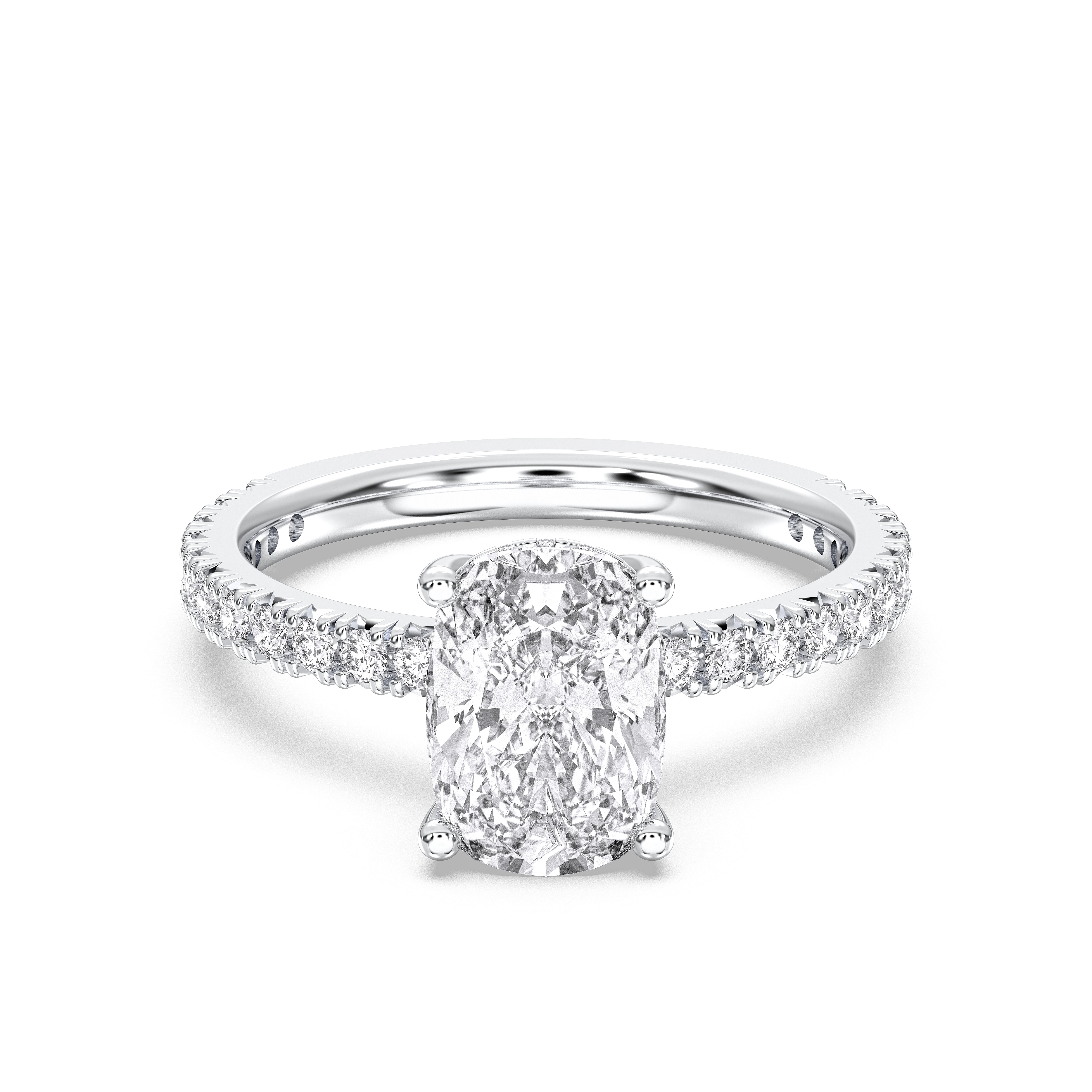 Cushion & Round 3.60 Carat Lab Grown Diamond Solitaire Engagement Ring in Solid Gold