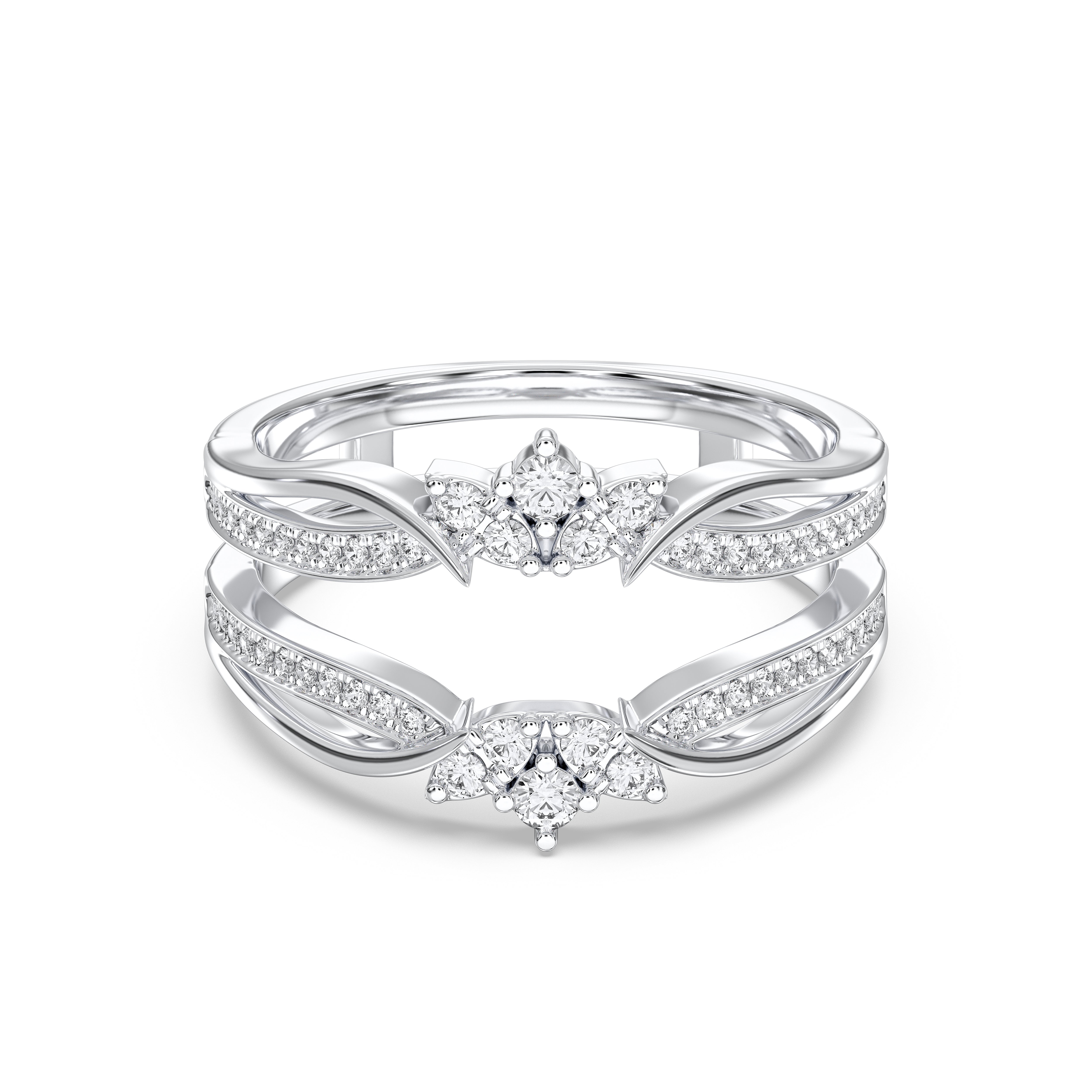 Round Cut 0.40 Carat Lab Grown Diamond Split Wedding Band in Solid Gold