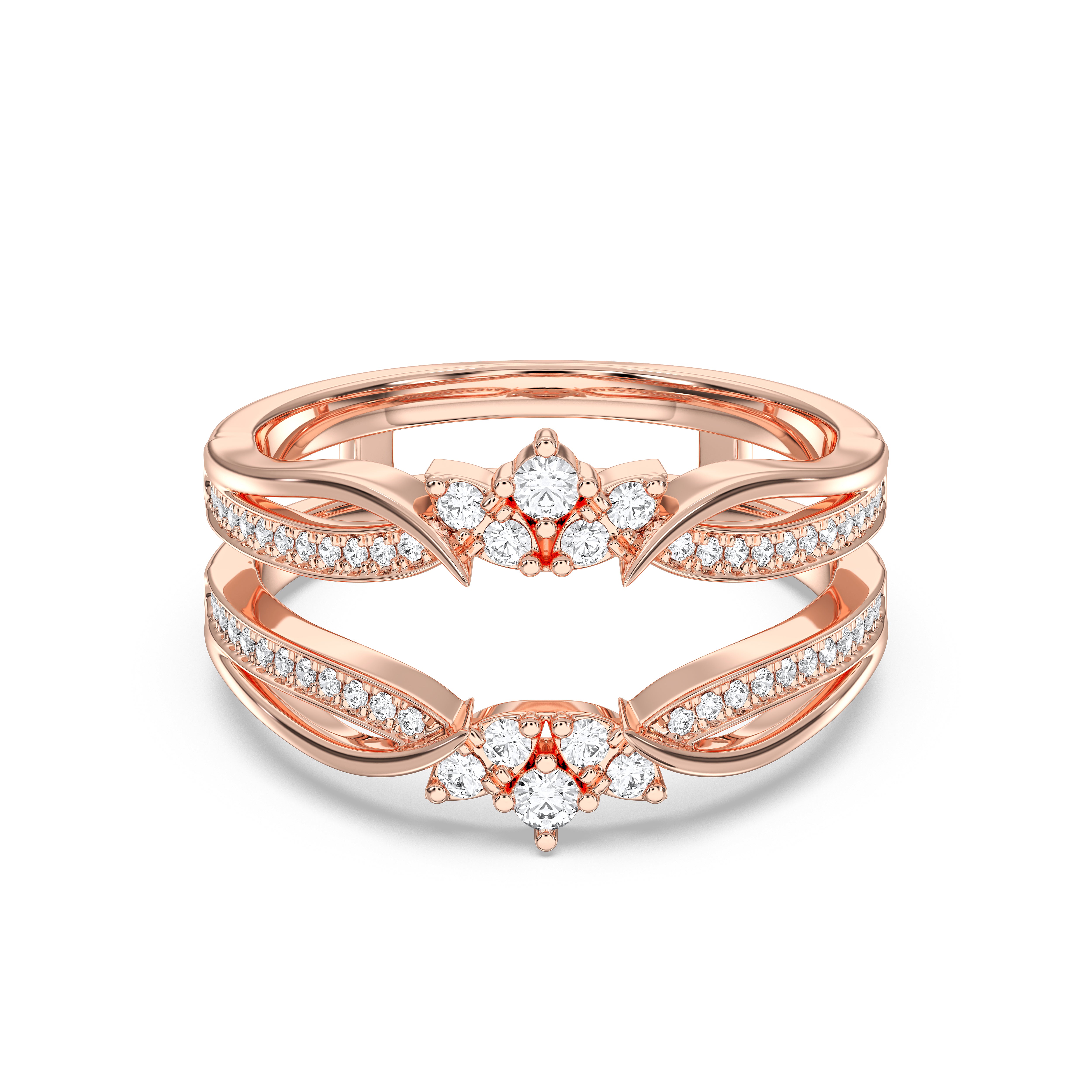 Round Cut 0.40 Carat Lab Grown Diamond Split Wedding Band in Solid Gold