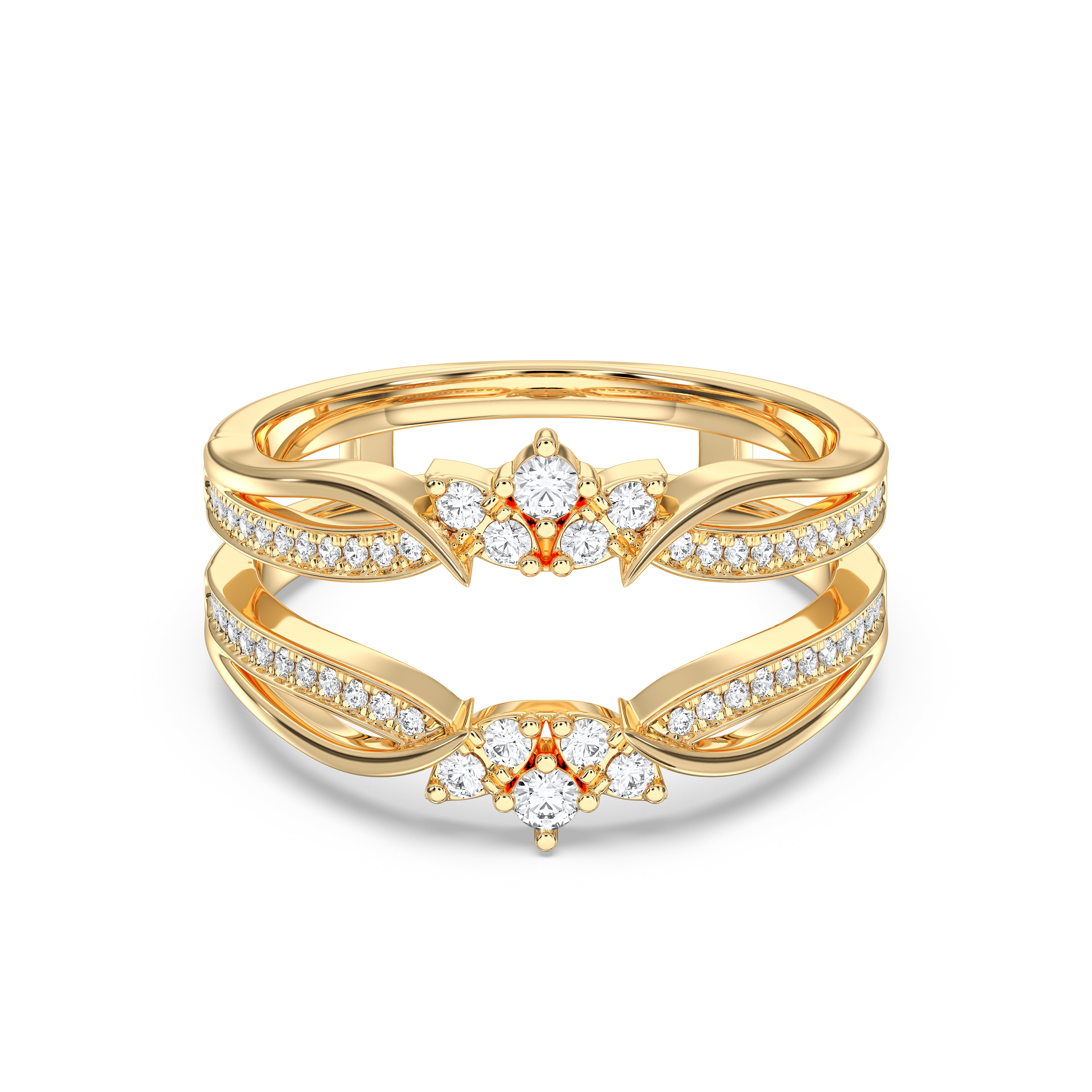 Round Cut 0.40 Carat Lab Grown Diamond Split Wedding Band in Solid Gold