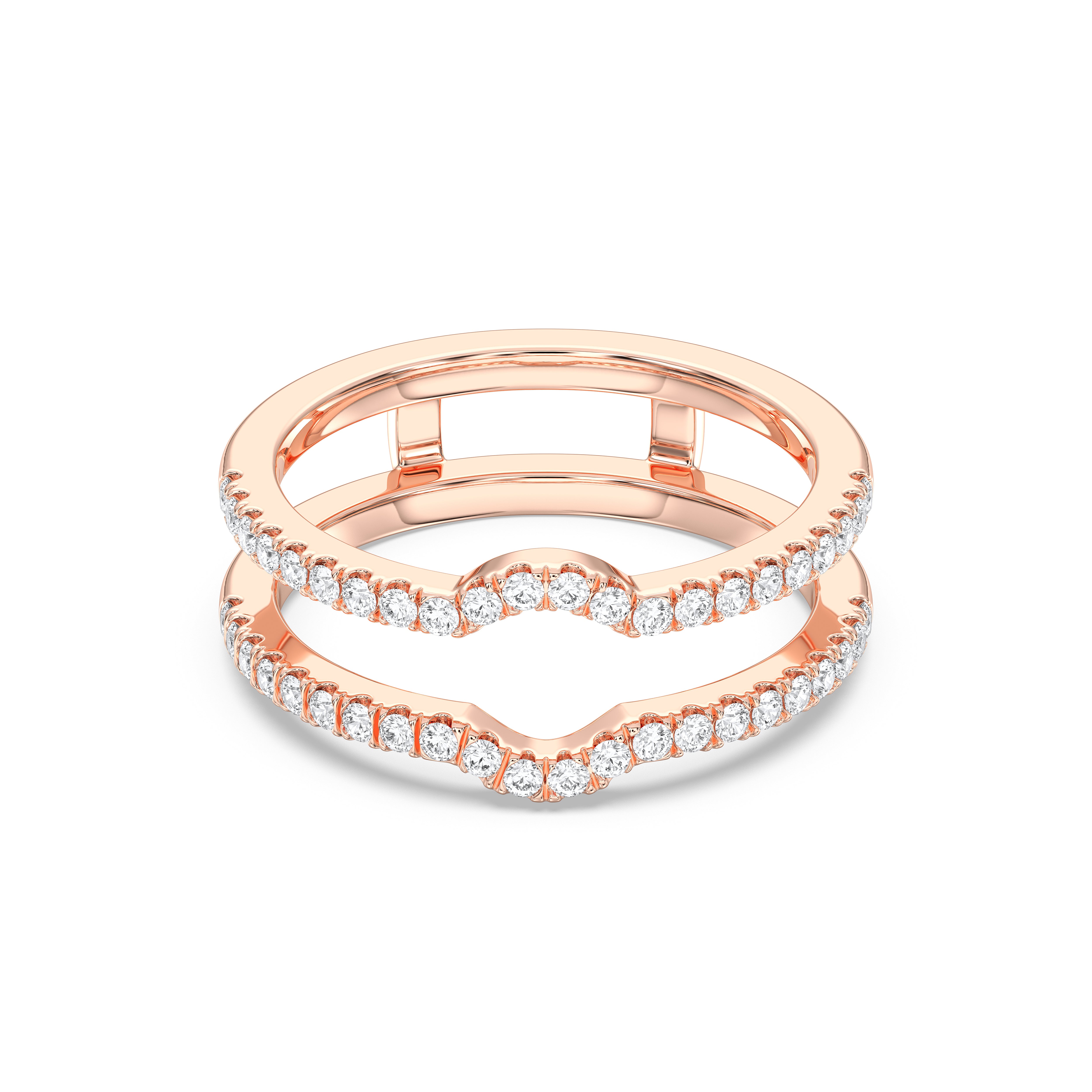Round Cut 0.45 Carat Lab Grown Diamond Split Wedding Band in Solid Gold