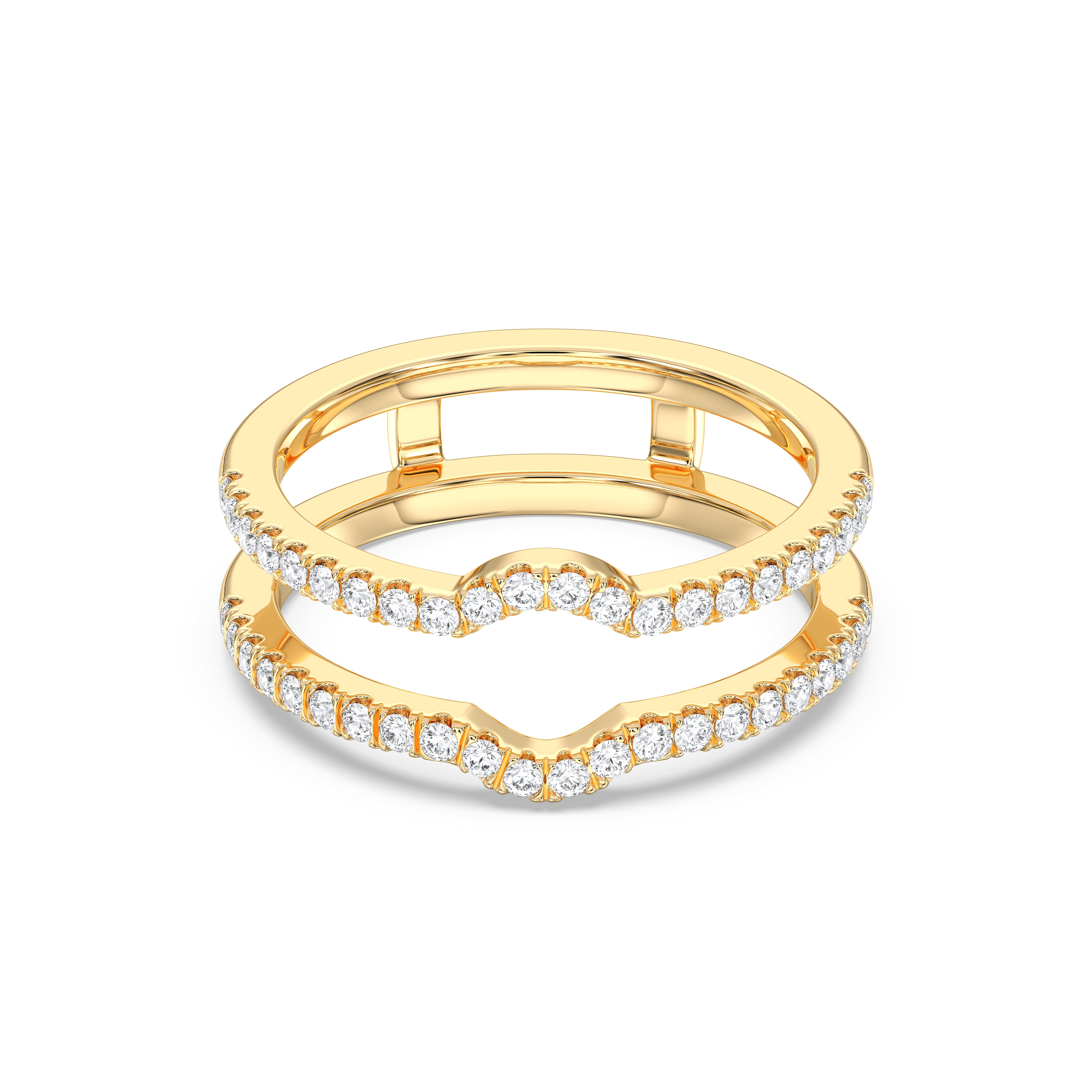 Round Cut 0.45 Carat Lab Grown Diamond Split Wedding Band in Solid Gold