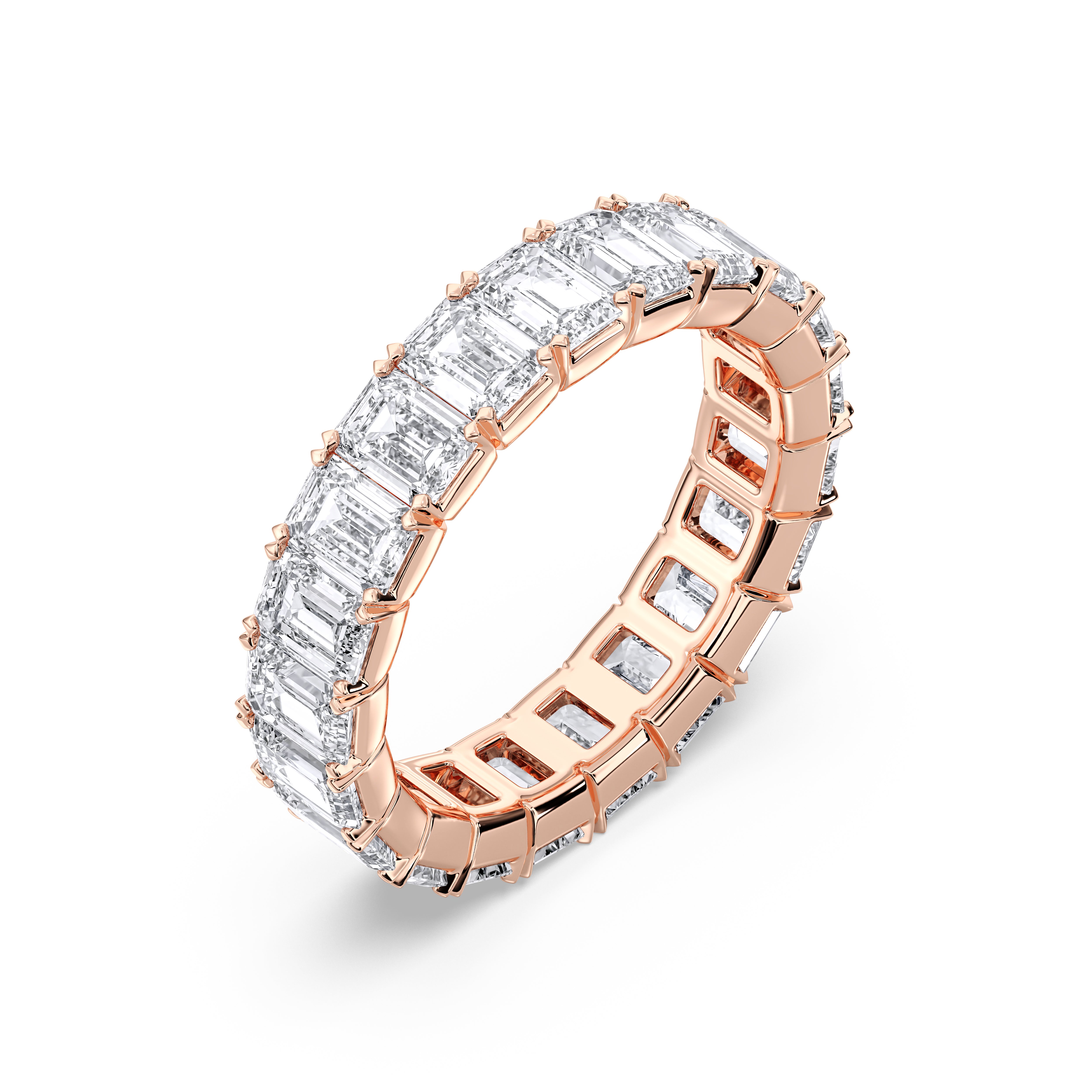 Round Cut 5.00 Carat Lab Grown Diamond Prong Set Wedding Band in Solid Gold for Women