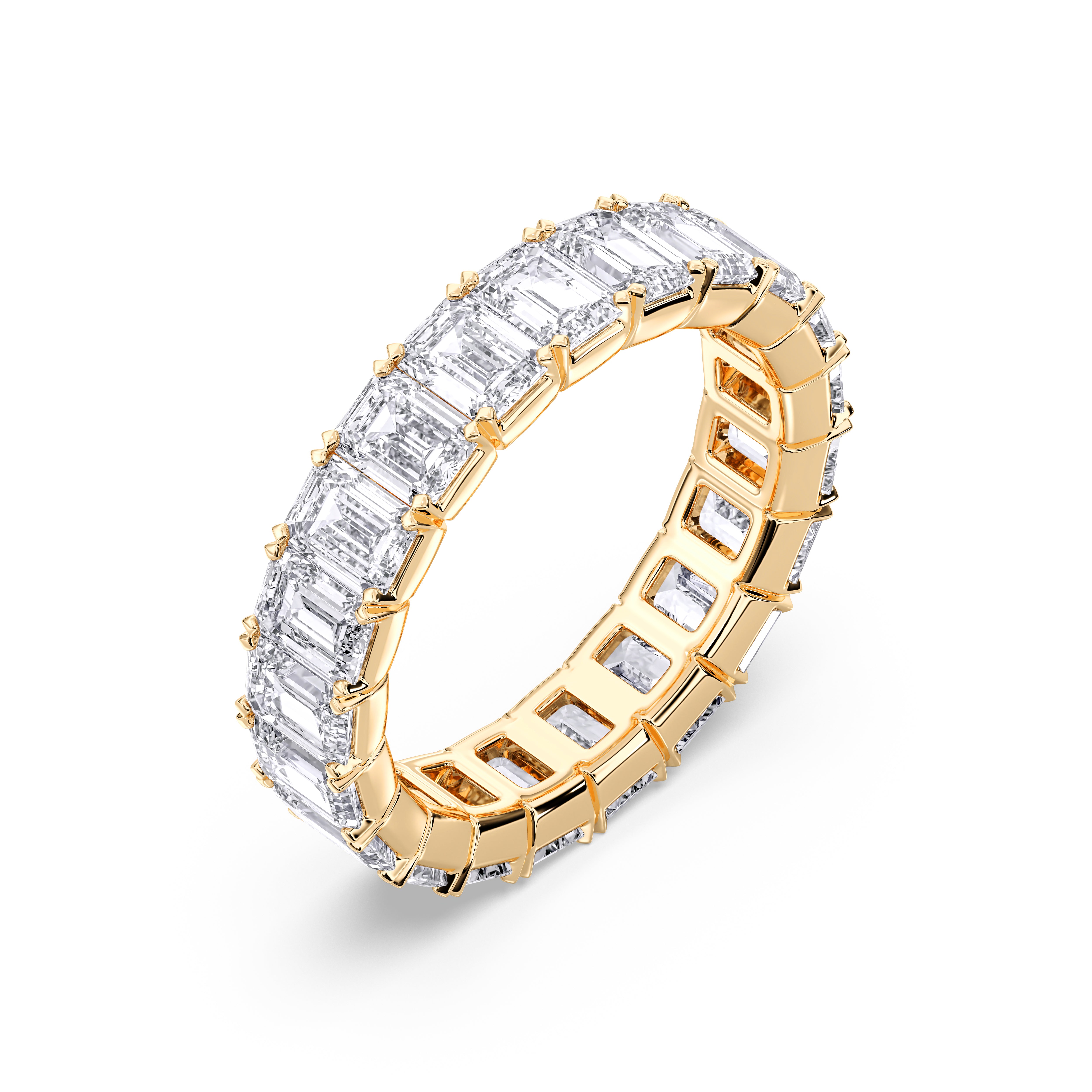 Round Cut 5.00 Carat Lab Grown Diamond Prong Set Wedding Band in Solid Gold for Women