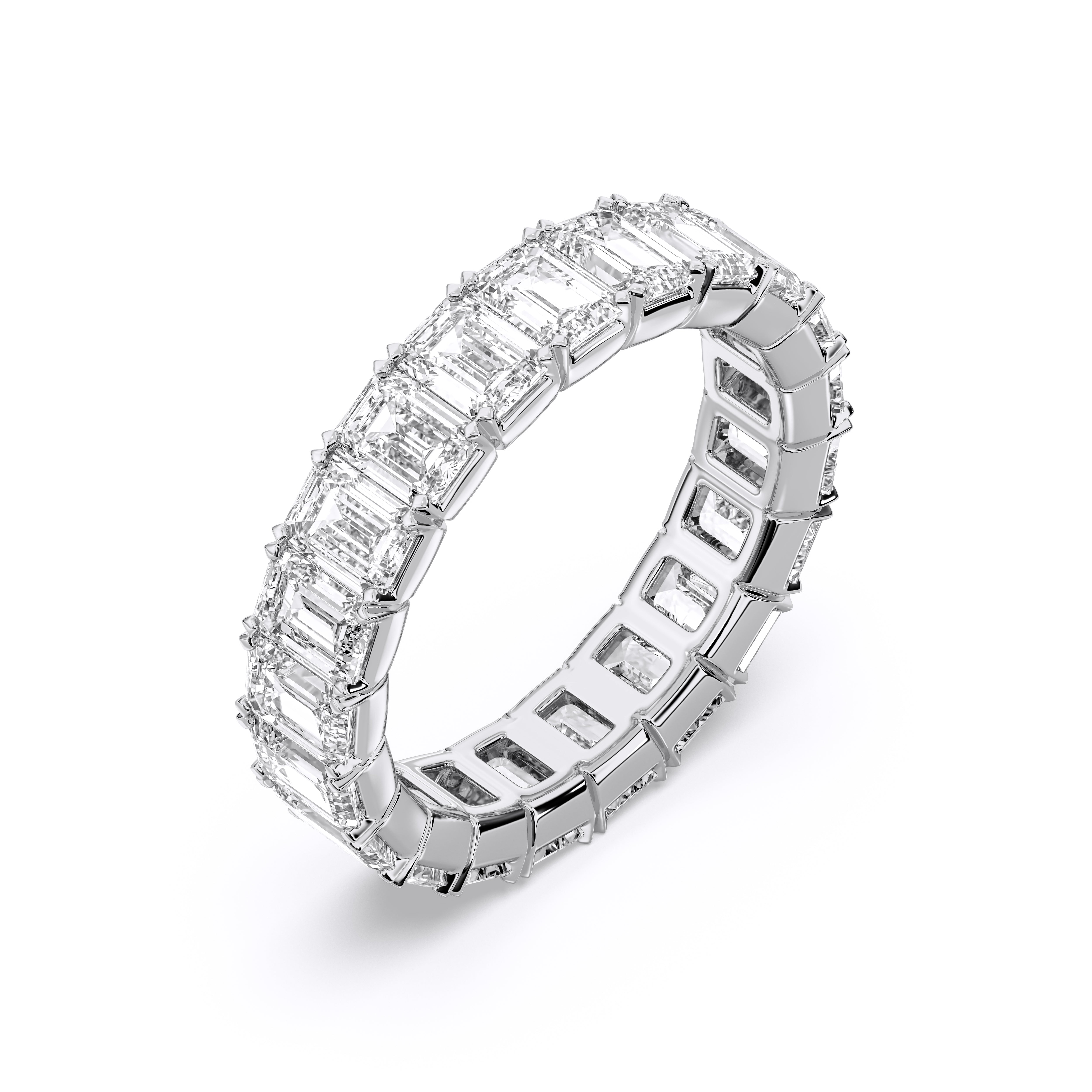 Round Cut 5.00 Carat Lab Grown Diamond Prong Set Wedding Band in Solid Gold for Women