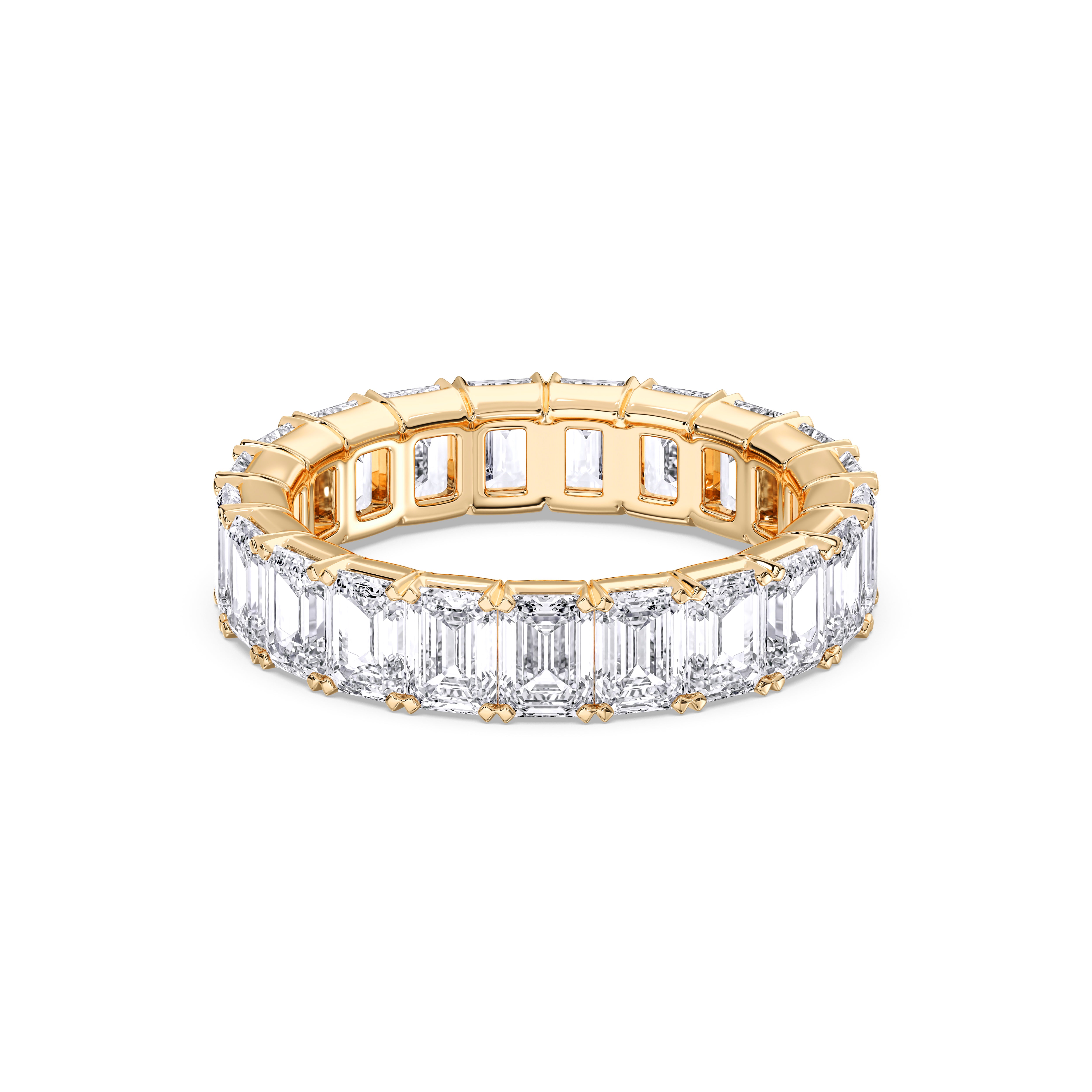 Round Cut 5.00 Carat Lab Grown Diamond Prong Set Wedding Band in Solid Gold for Women