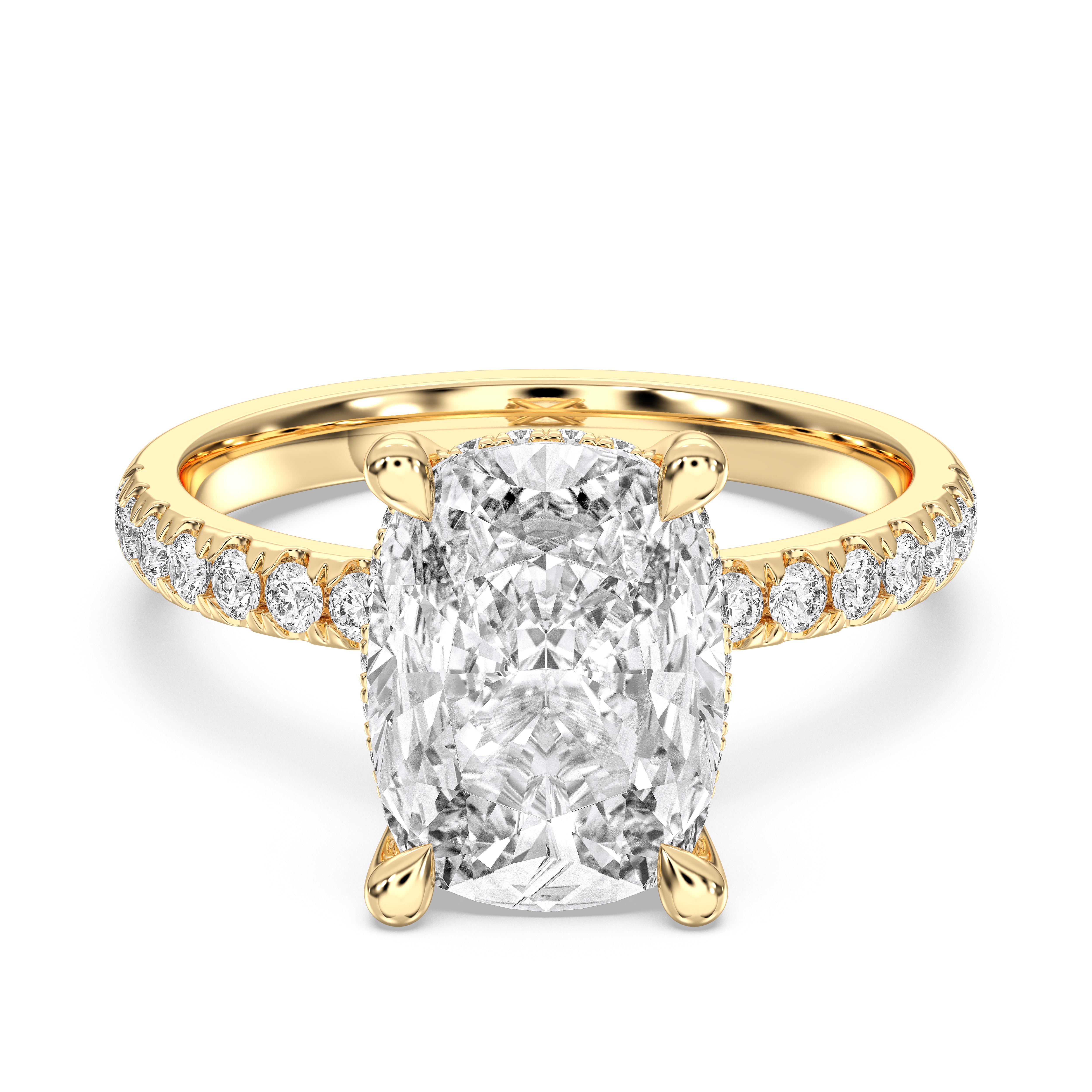 5.00 Carat Cushion Round Cut Lab Grown Diamond Solitaire Engagement Ring in Solid Gold