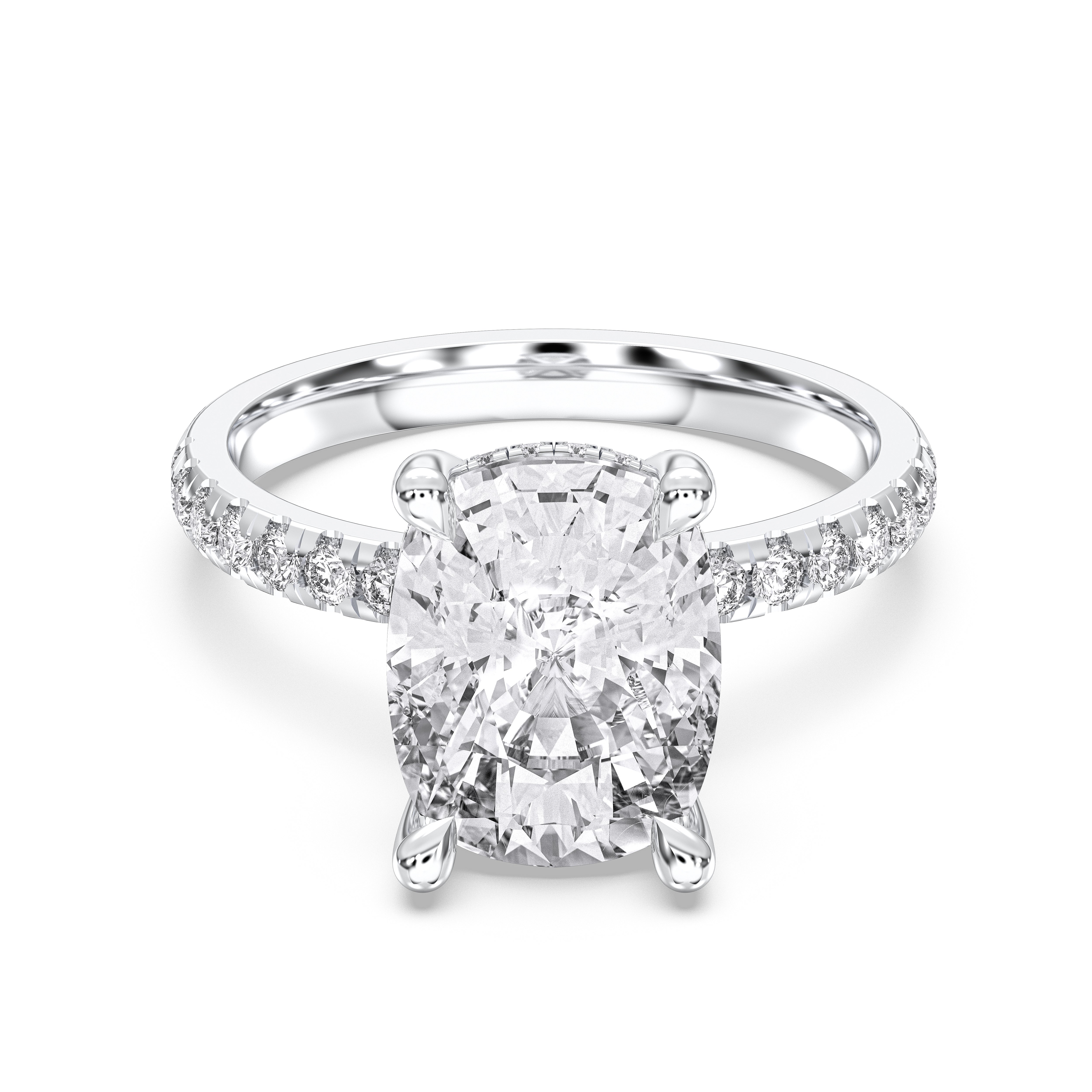 5.00 Carat Cushion Round Cut Lab Grown Diamond Solitaire Engagement Ring in Solid Gold