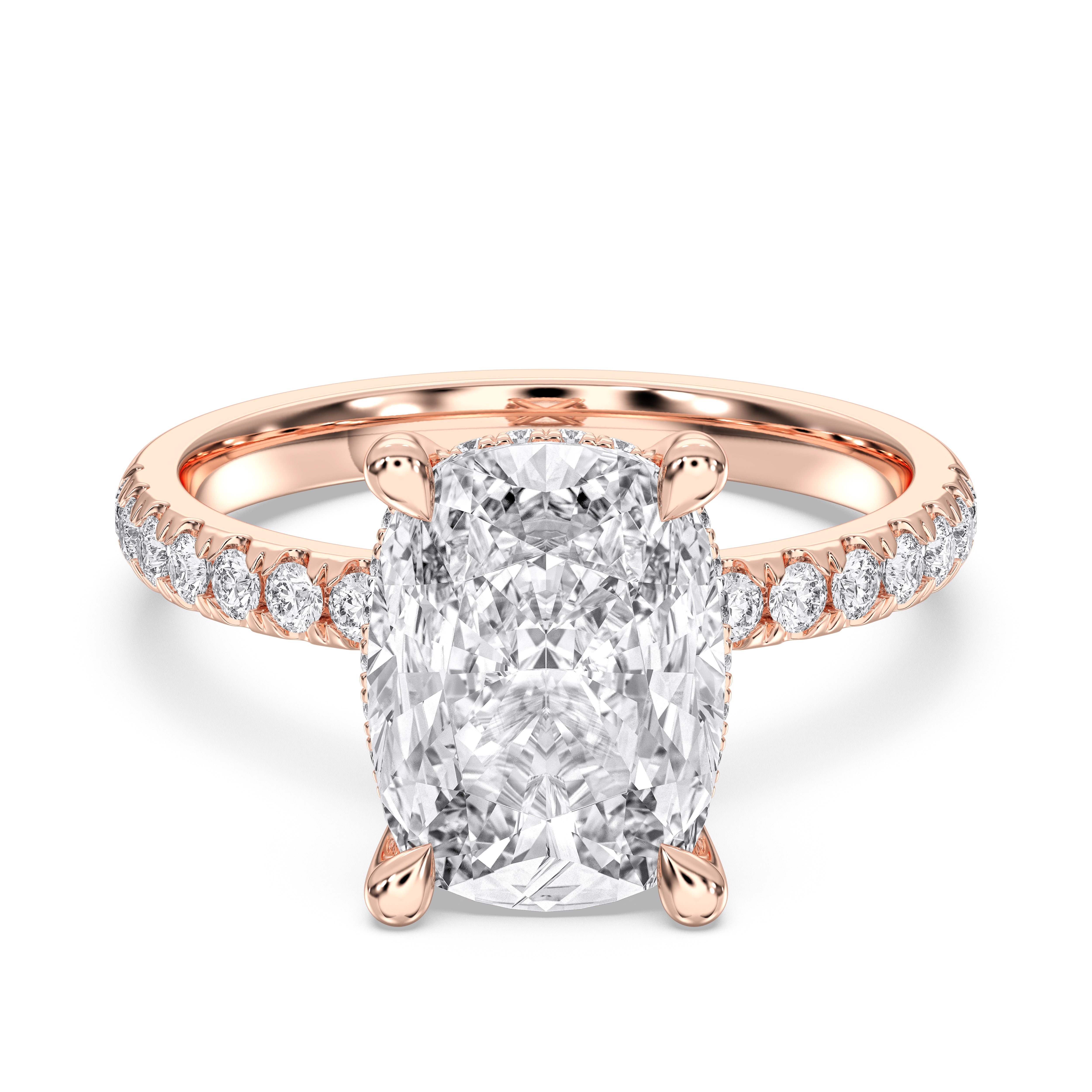 5.00 Carat Cushion Round Cut Lab Grown Diamond Solitaire Engagement Ring in Solid Gold