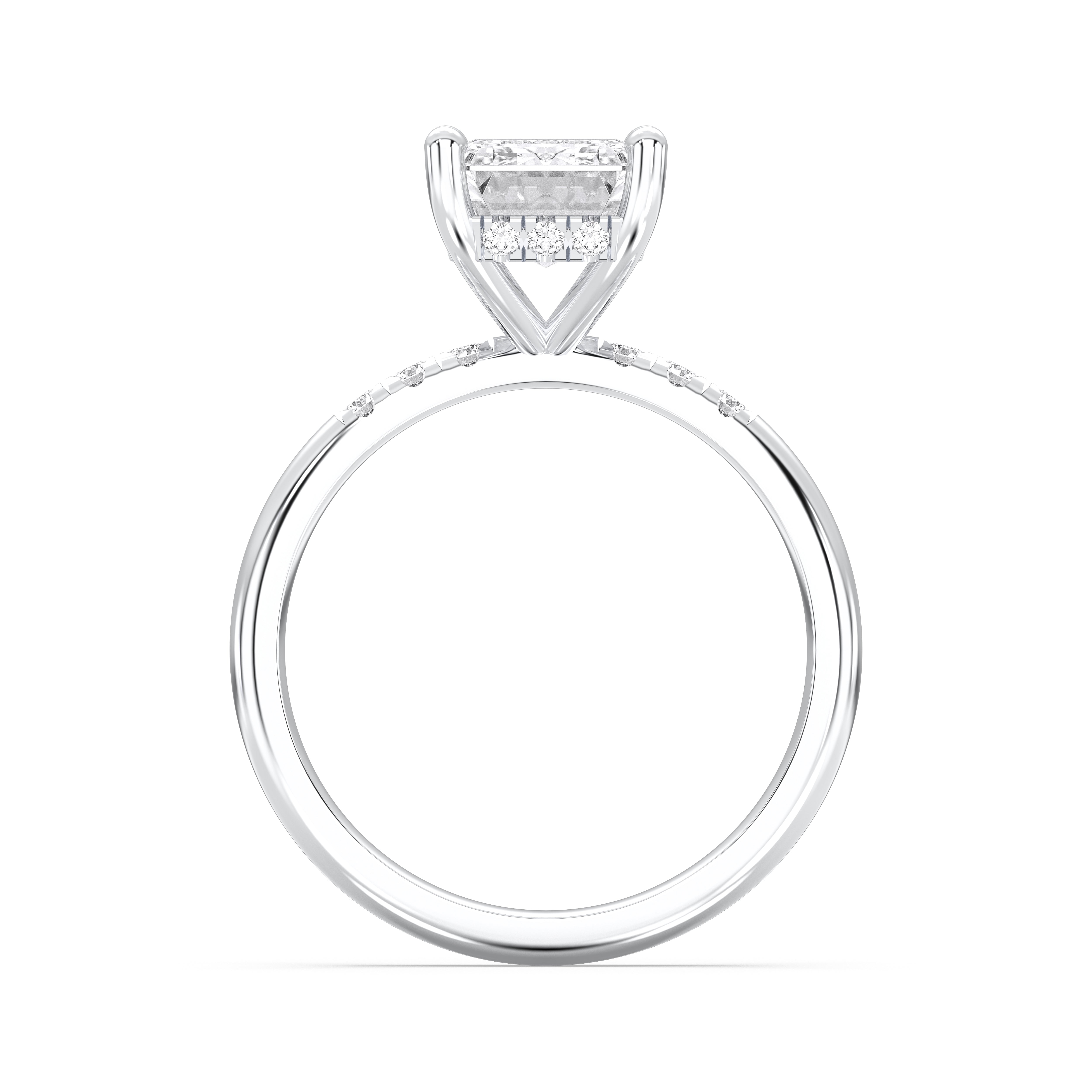 Emerald & Round  Cut 3.80 Carat Lab Grown Diamond Solitaire Engagement Ring in Solid Gold