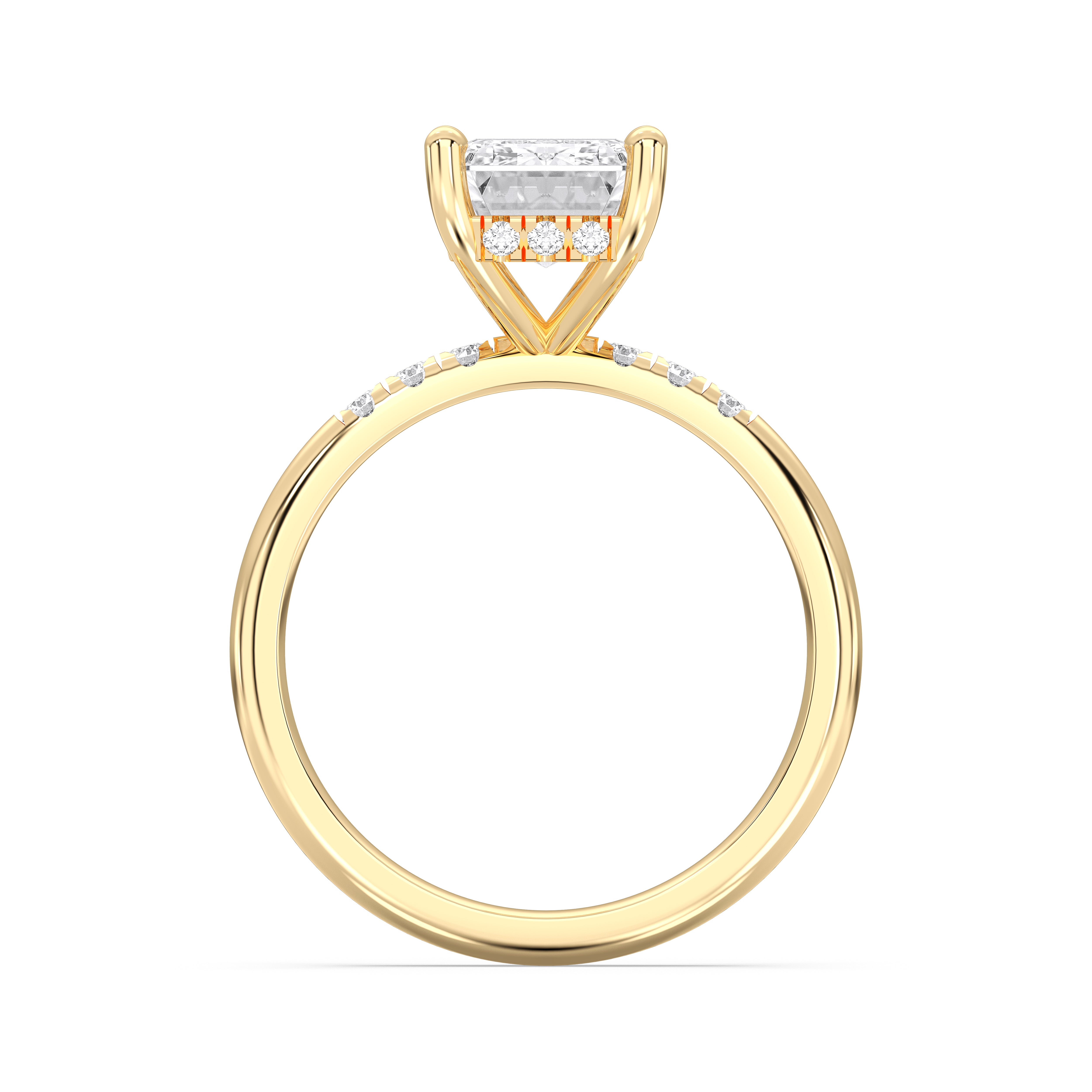Emerald & Round  Cut 3.80 Carat Lab Grown Diamond Solitaire Engagement Ring in Solid Gold