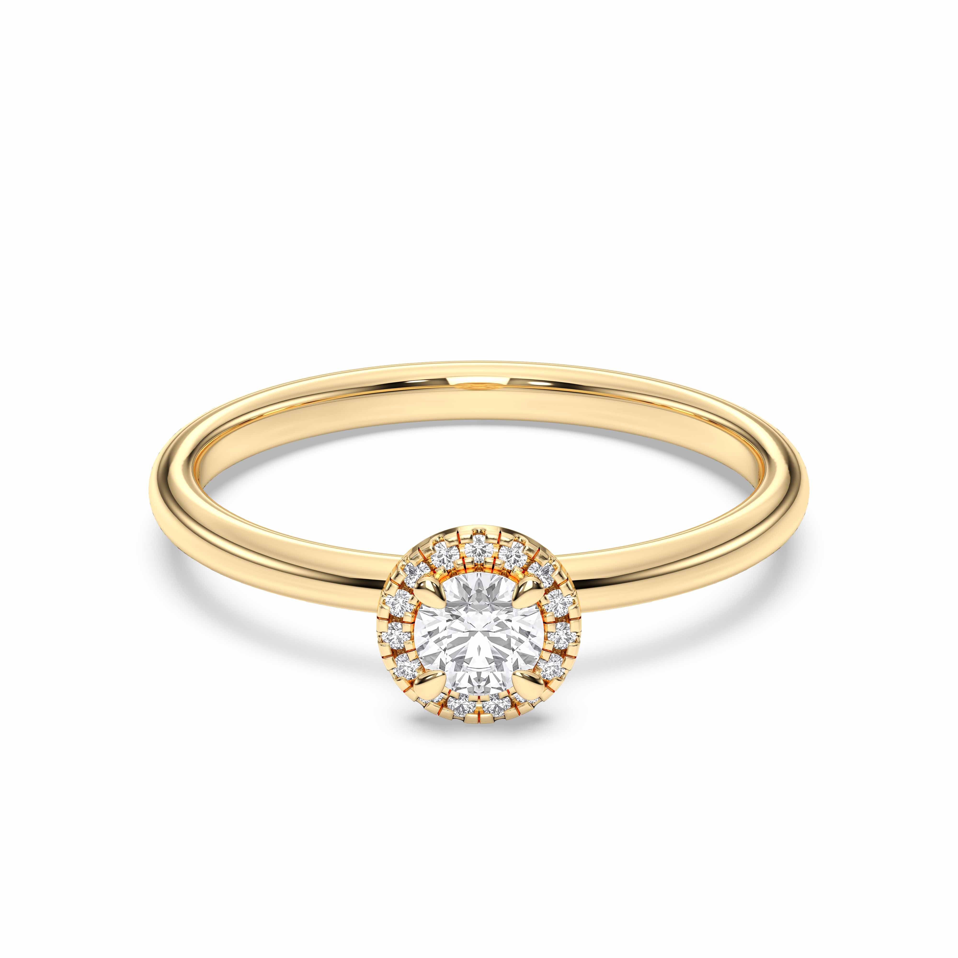 0.45 Carat Round Cut Lab Grown Diamond Halo Ring In Solid Gold for Women