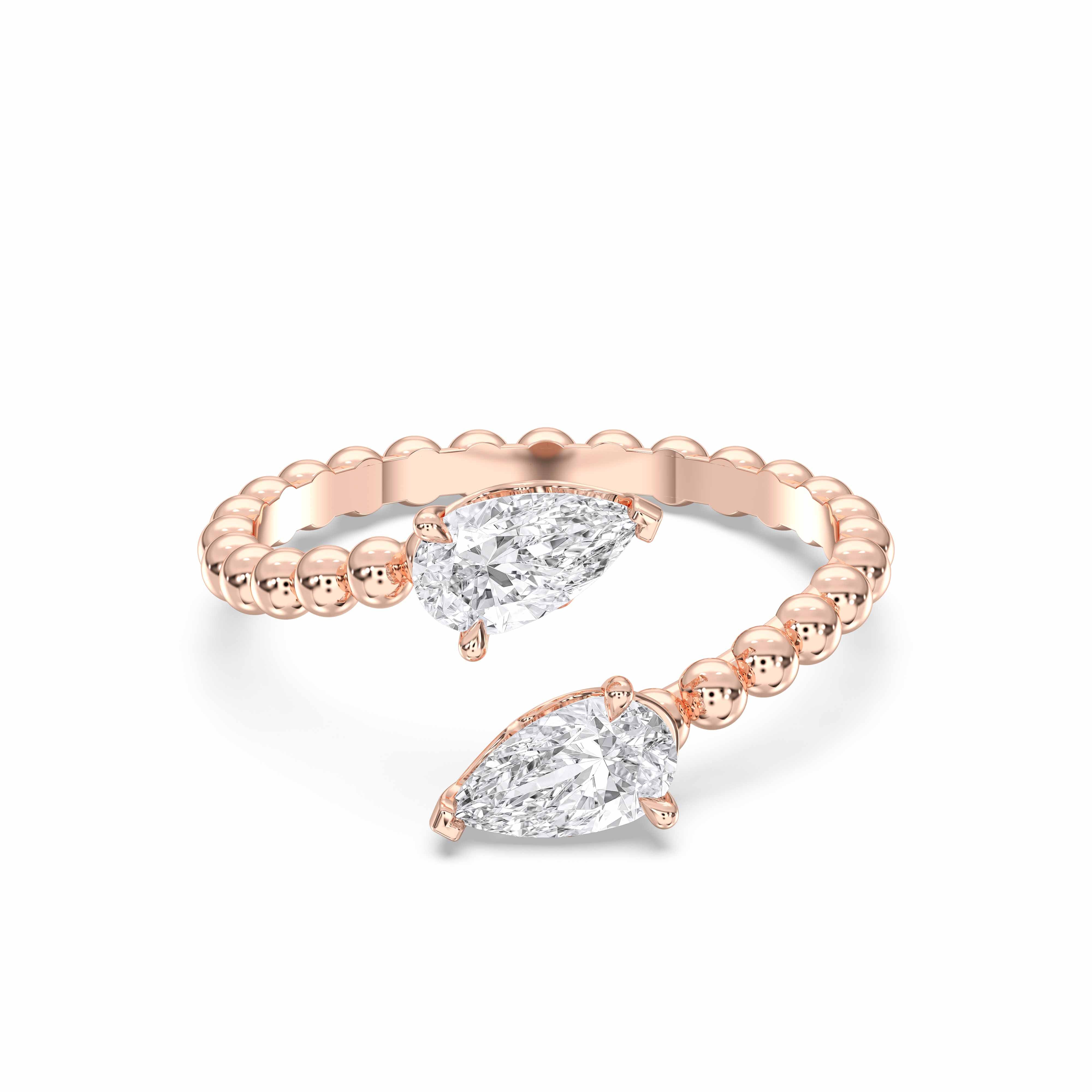 0.50 Carat Pear Cut Lab Grown Diamond Luxurious 2 Stone Ring in Solid Gold