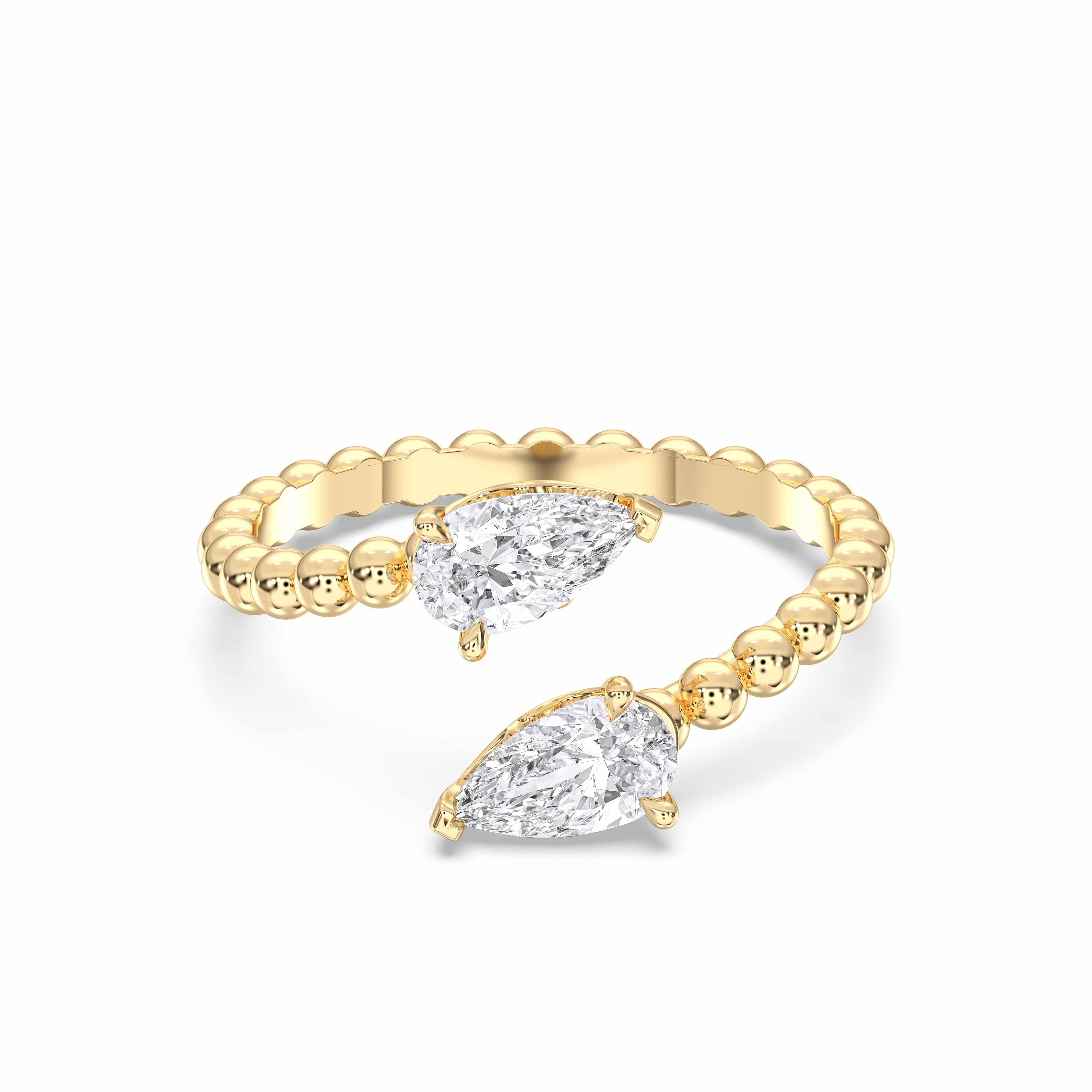 0.50 Carat Pear Cut Lab Grown Diamond Luxurious 2 Stone Ring in Solid Gold