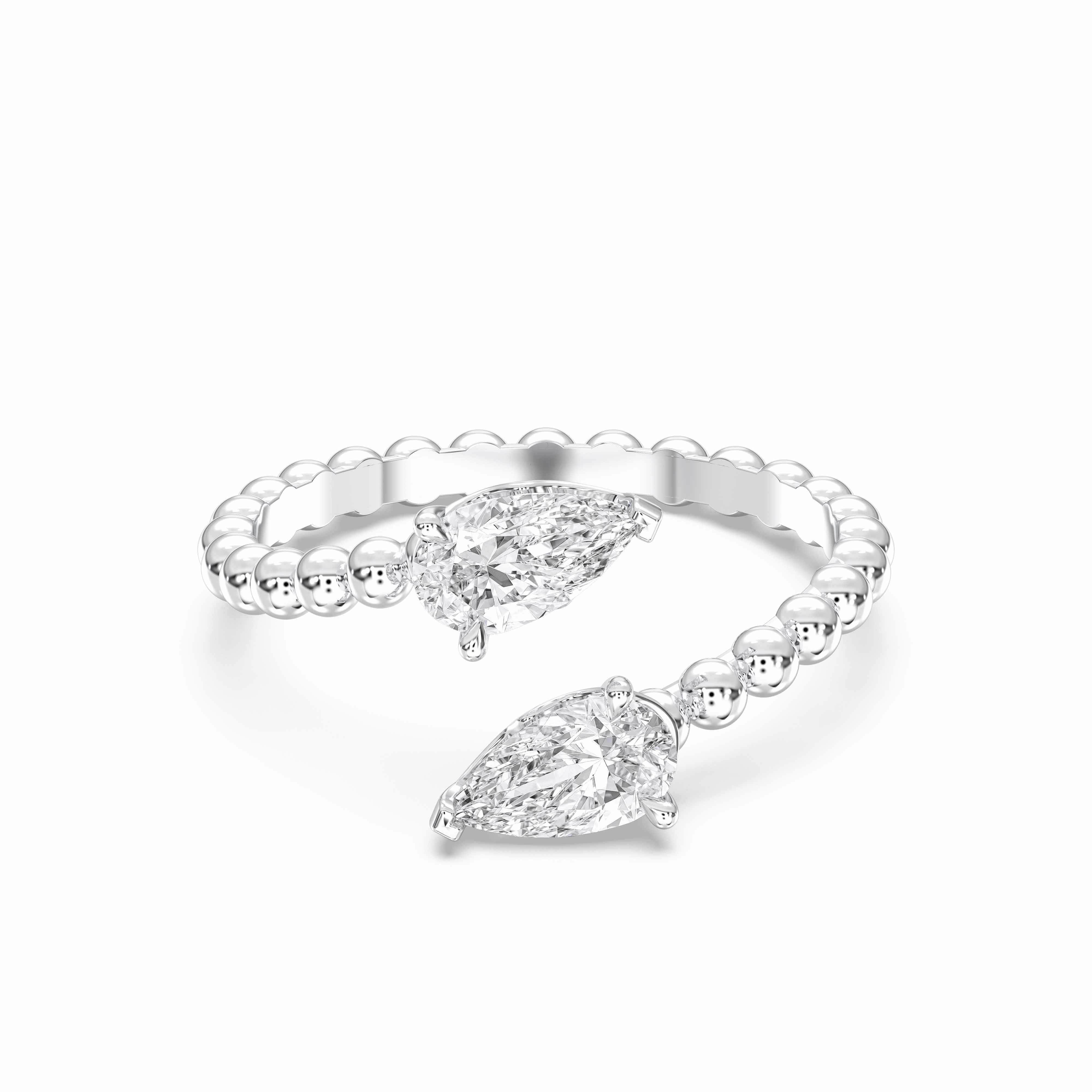 0.50 Carat Pear Cut Lab Grown Diamond Luxurious 2 Stone Ring in Solid Gold